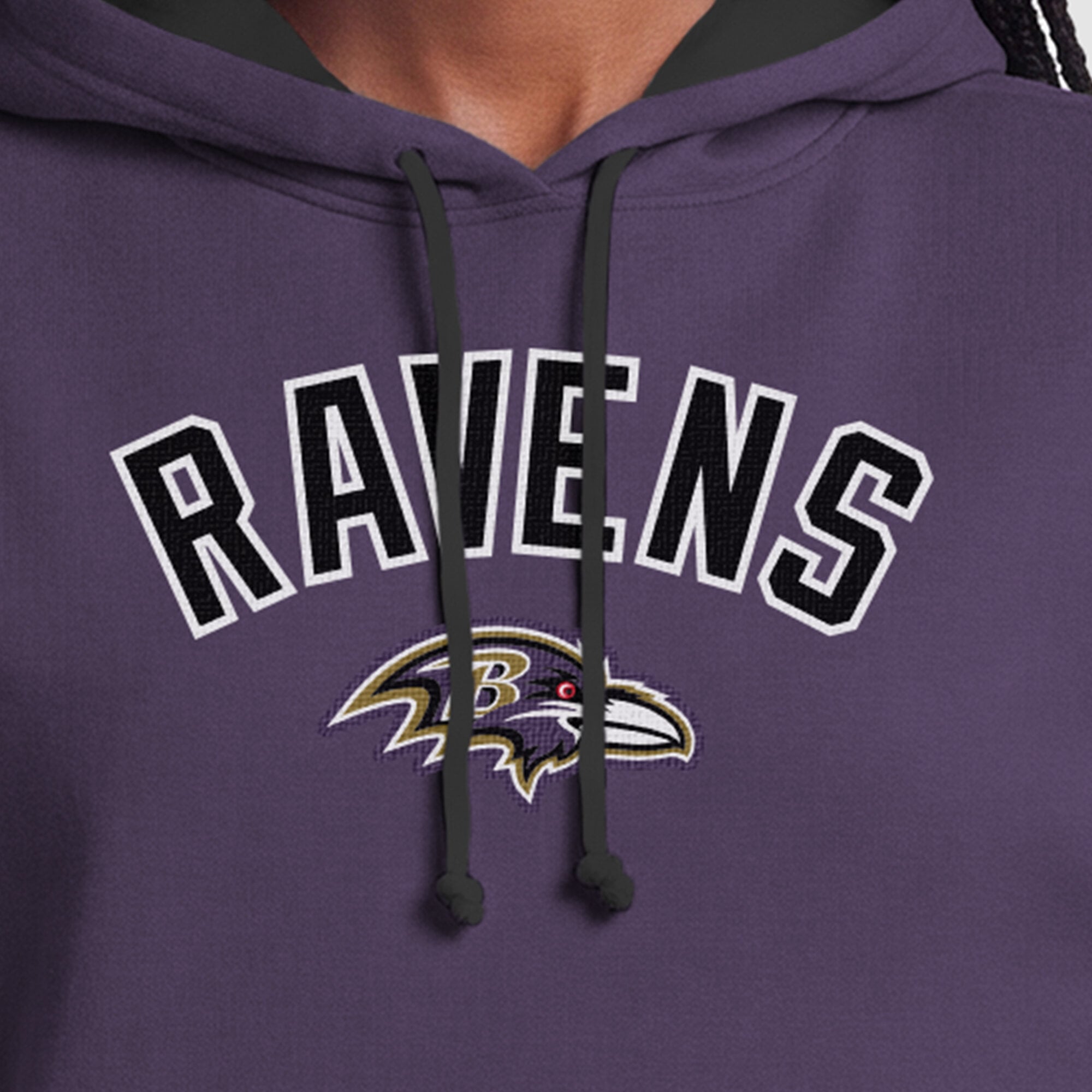 Sweat à capuche Champion violet/noir Baltimore Ravens pour femme avec doublure contrastée