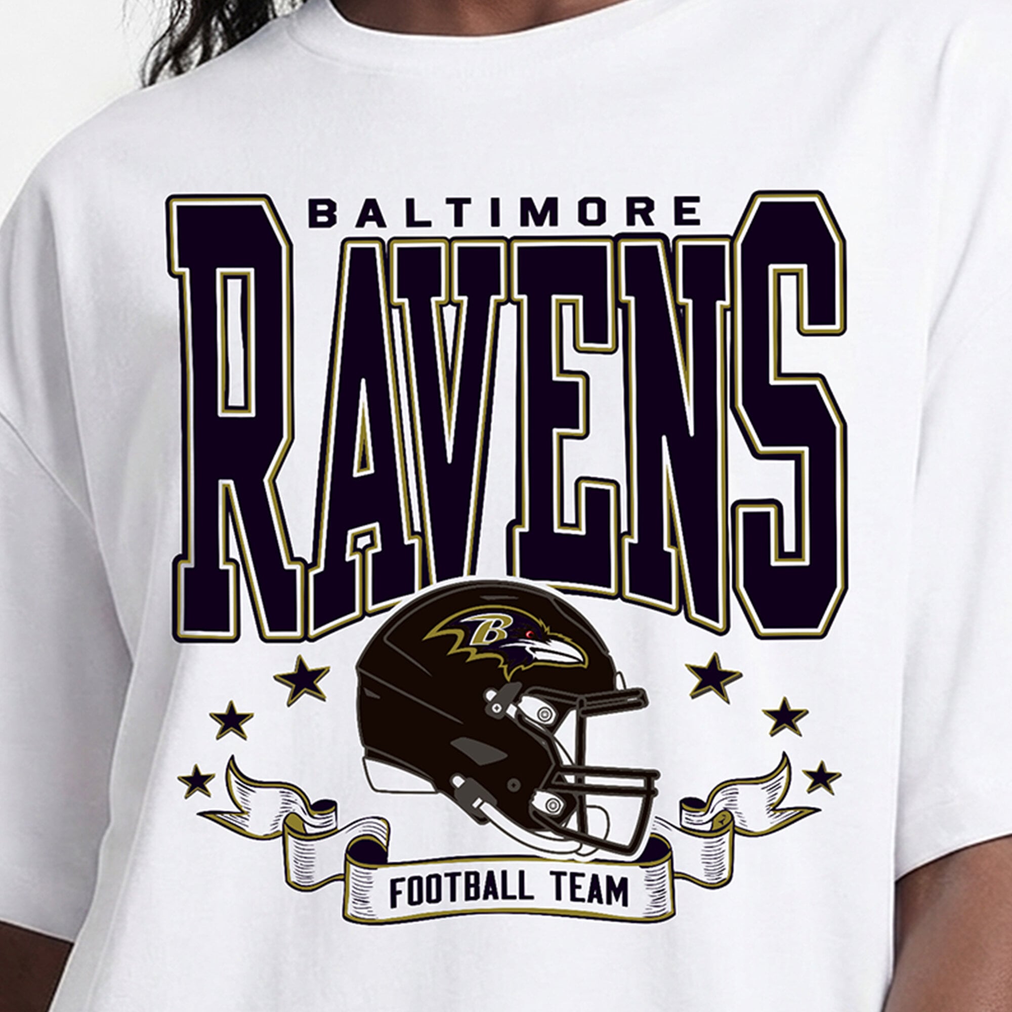 Women's Champion White Baltimore Ravens Oversized T-Shirt