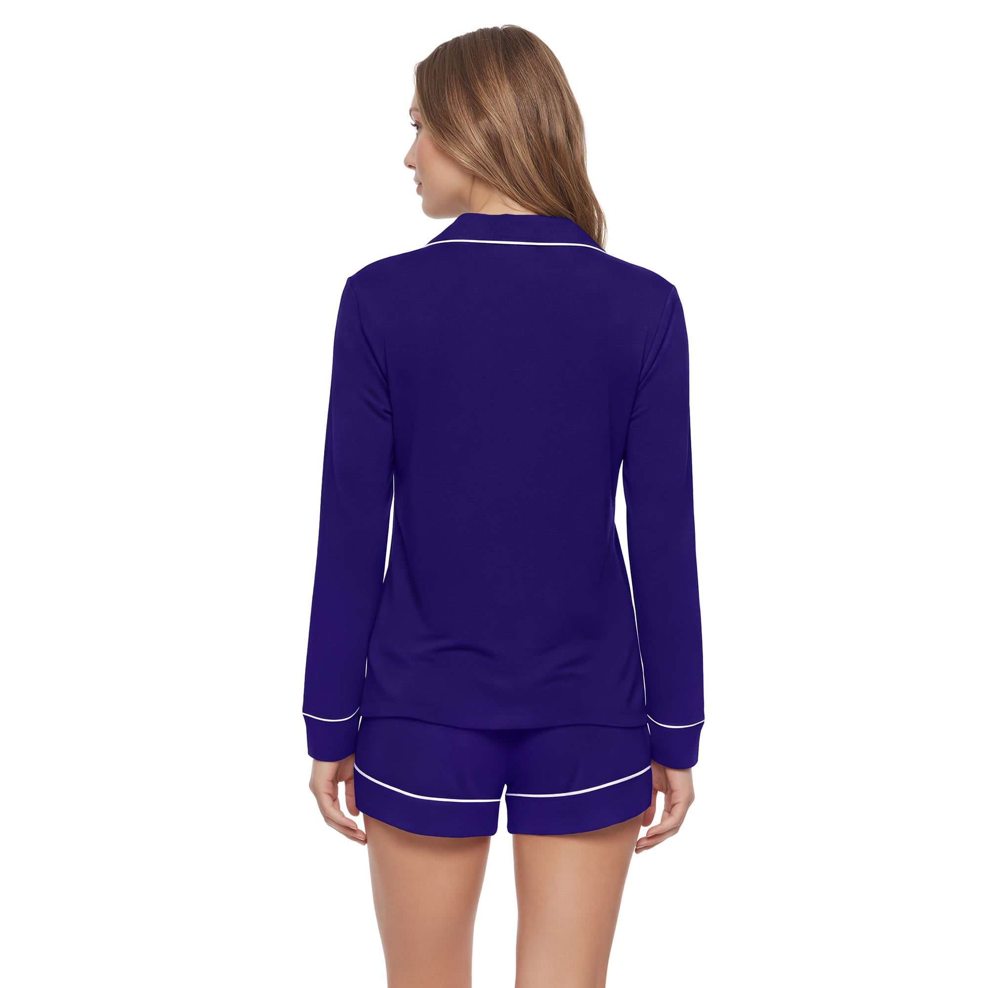 Women's Concepts Sport Purple Baltimore Ravens Medley Long Sleeve Button-Up and Shorts Sleep Set