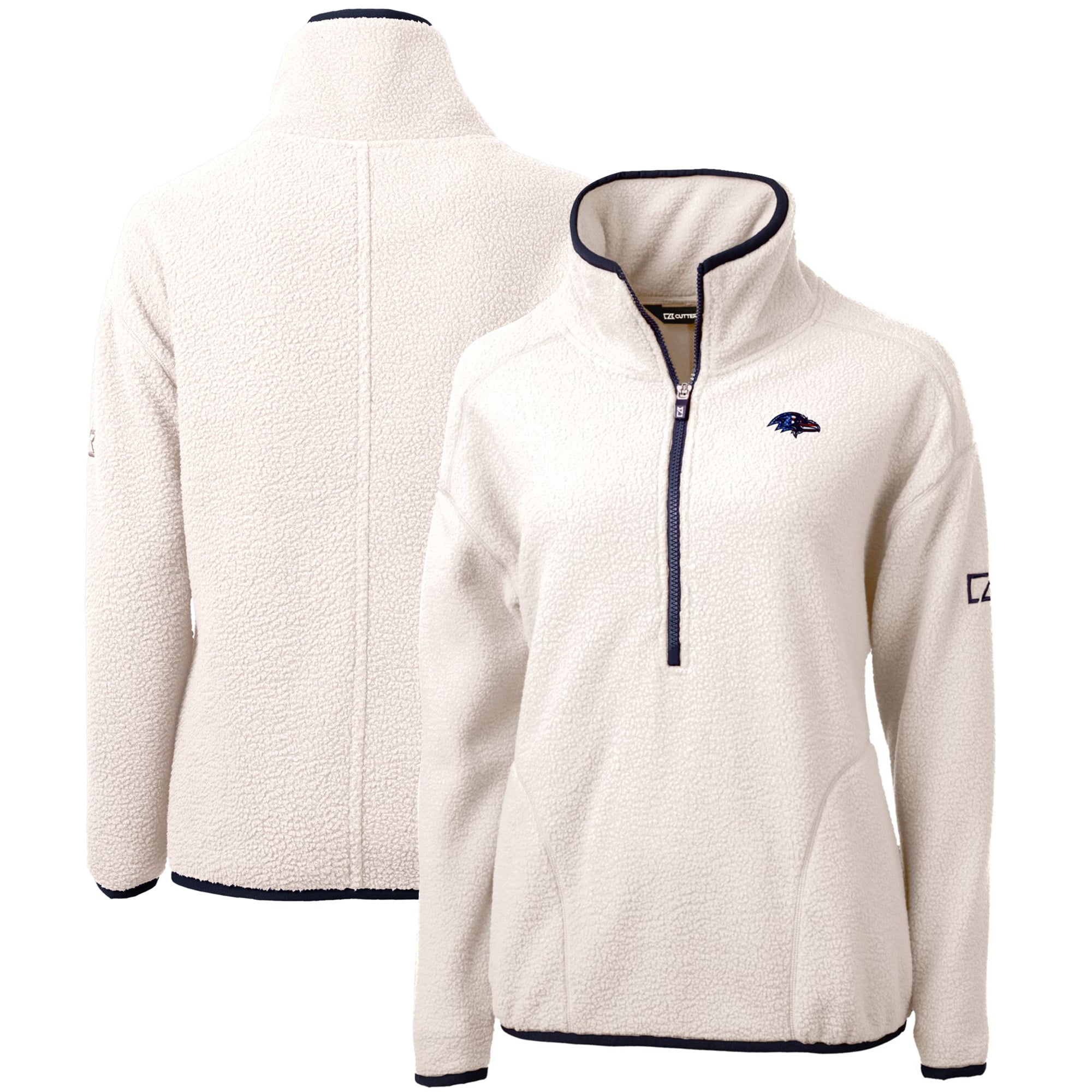 Veste pull-over demi-zip en polaire sherpa écologique crème Baltimore Ravens Americana Cascade de Cutter & Buck pour femme