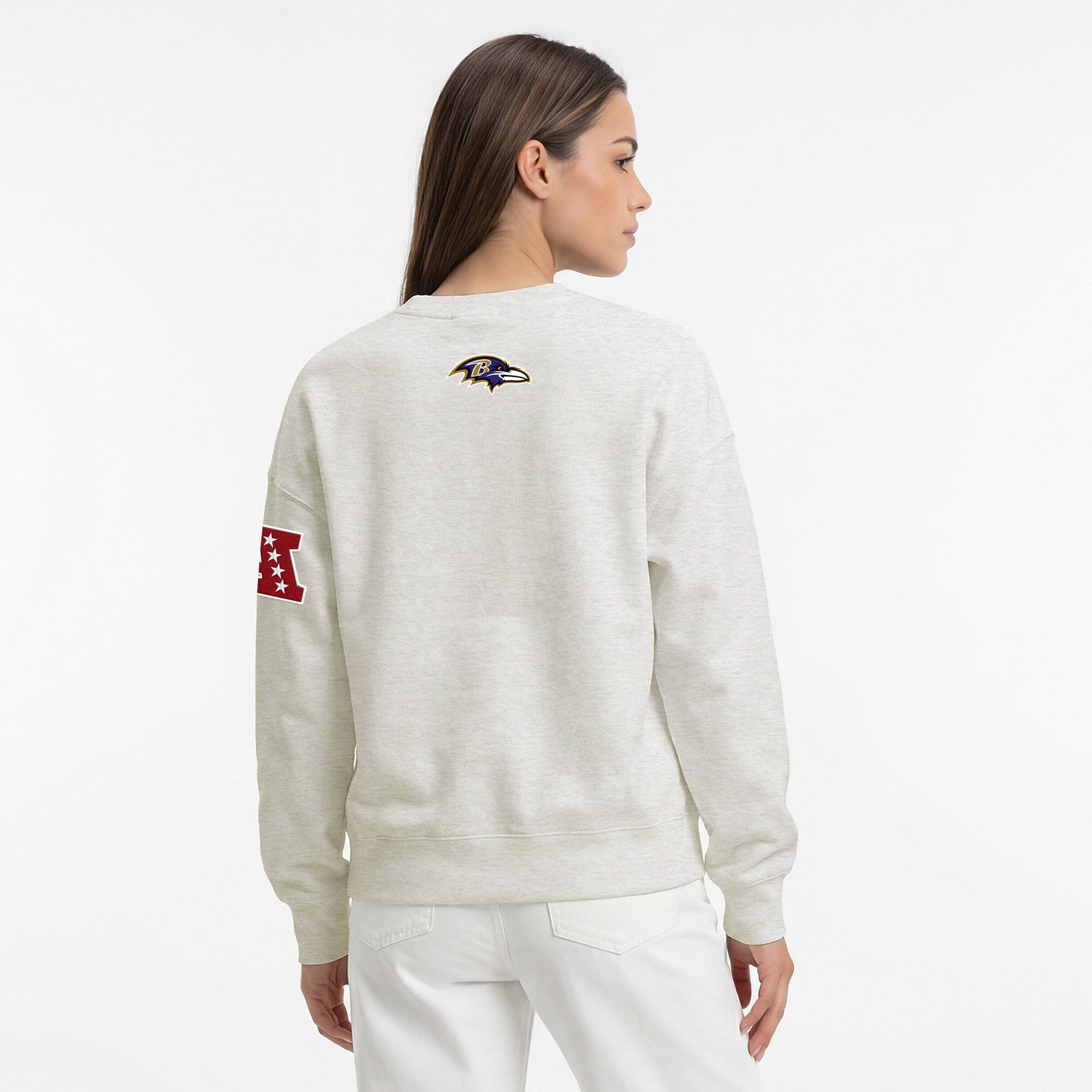 Sweat-shirt polaire à col rond Disney x Champion couleur avoine Baltimore Ravens All-Star pour femme