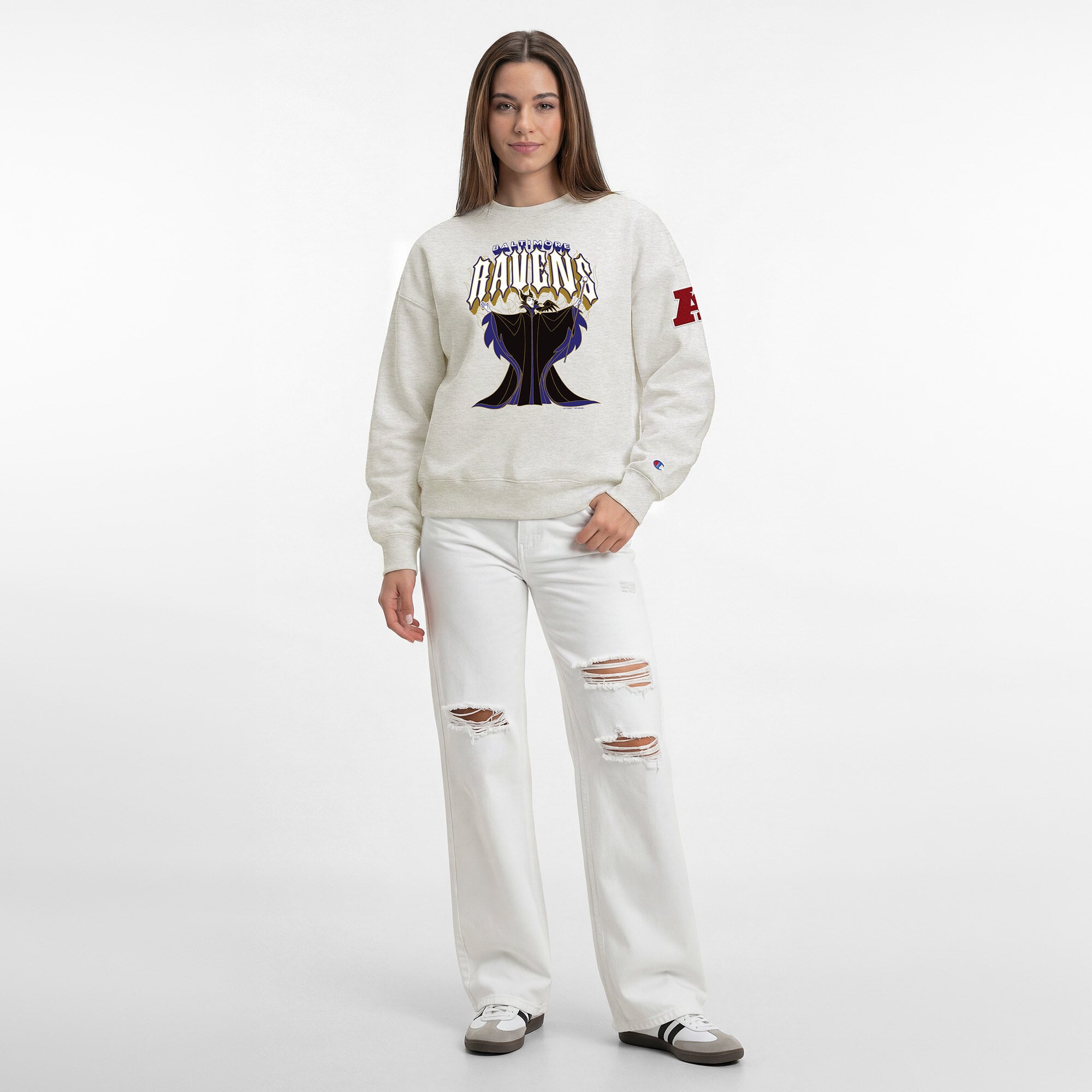 Sweat-shirt polaire à col rond Disney x Champion couleur avoine Baltimore Ravens All-Star pour femme