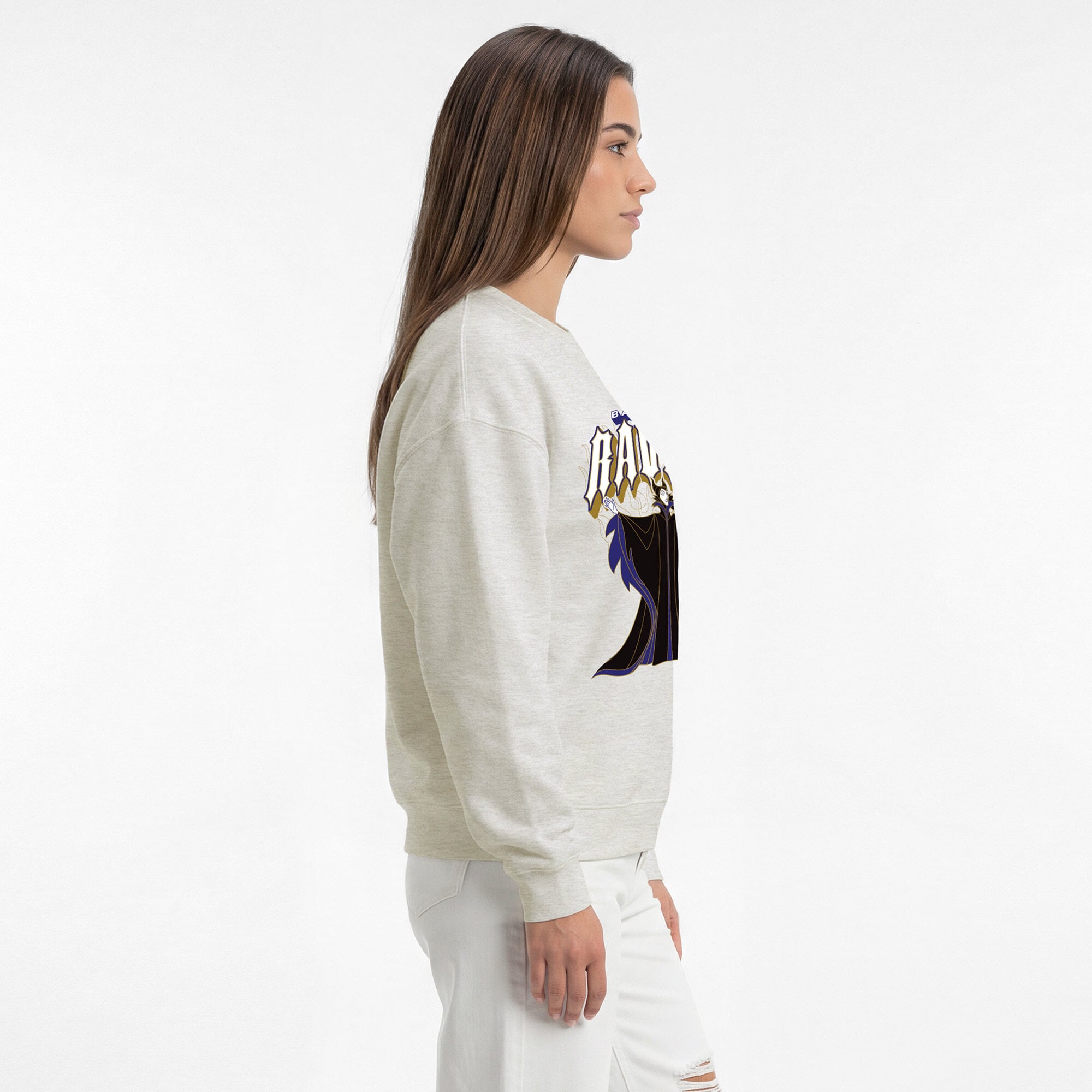 Sweat-shirt polaire à col rond Disney x Champion couleur avoine Baltimore Ravens All-Star pour femme