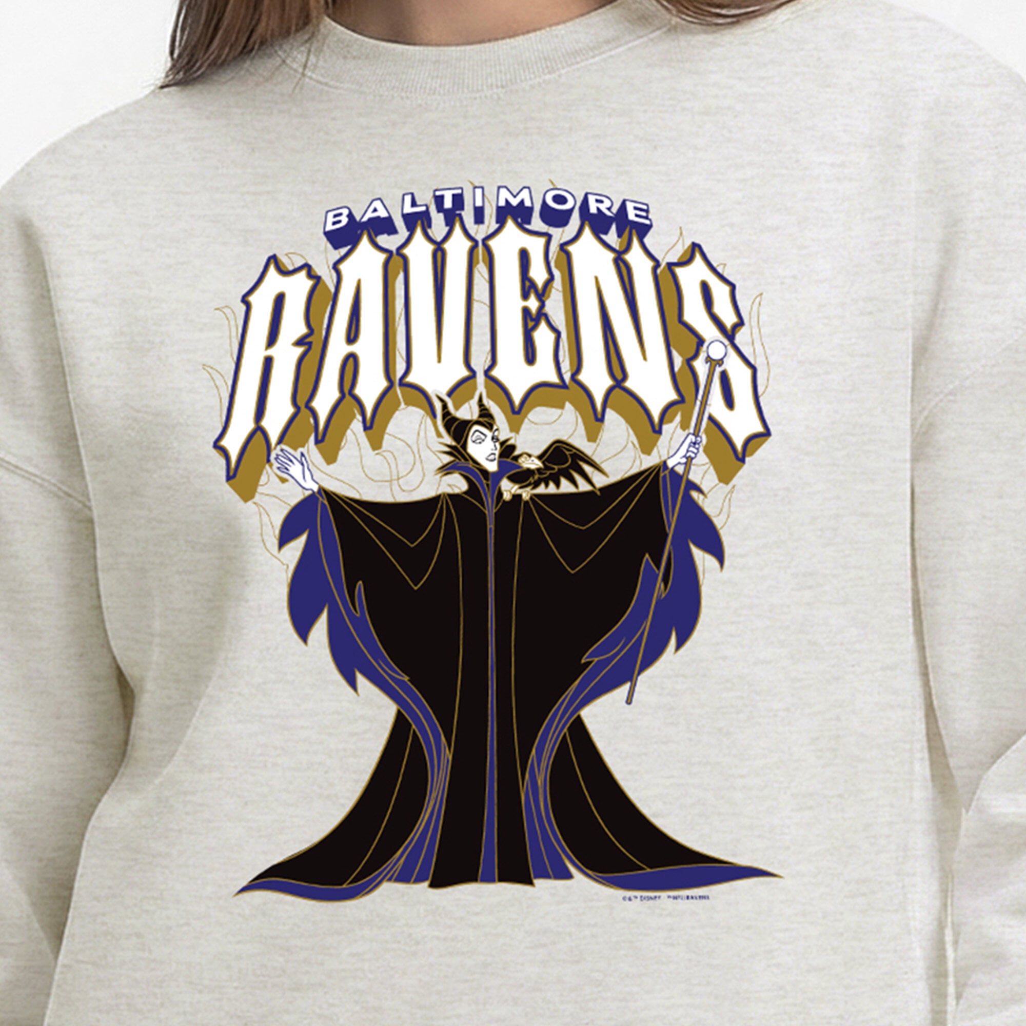 Sweat-shirt polaire à col rond Disney x Champion couleur avoine Baltimore Ravens All-Star pour femme