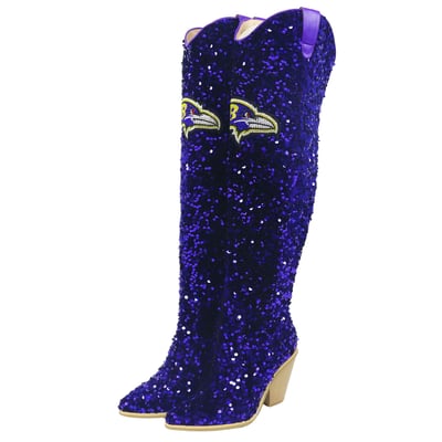  Baltimore Ravens FABGATING by Cuce Women's Over-the-Knee Sequin Boots - Purple