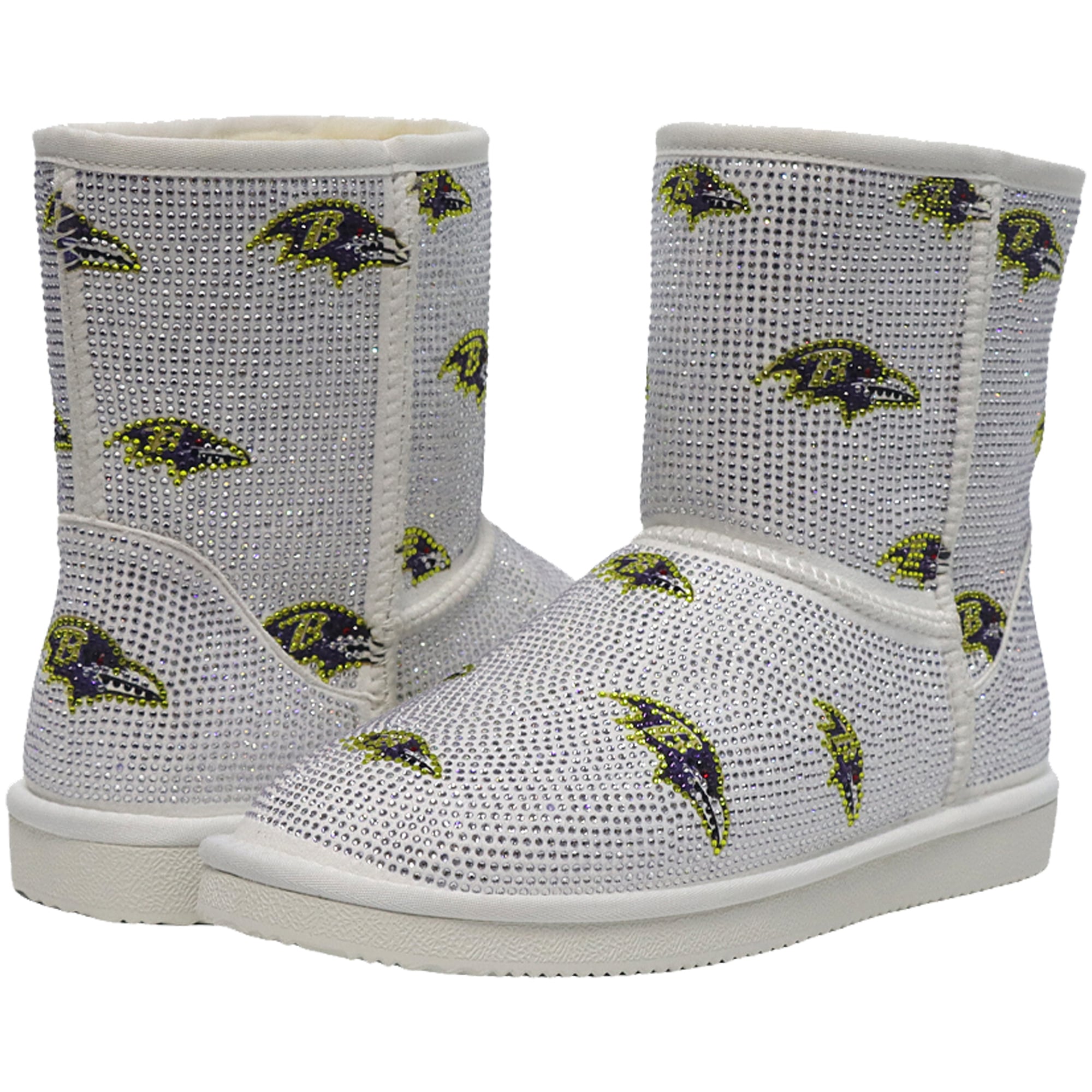 Bottines à enfiler FABGATING by Cuce blanches logo Baltimore Ravens pour femmes
