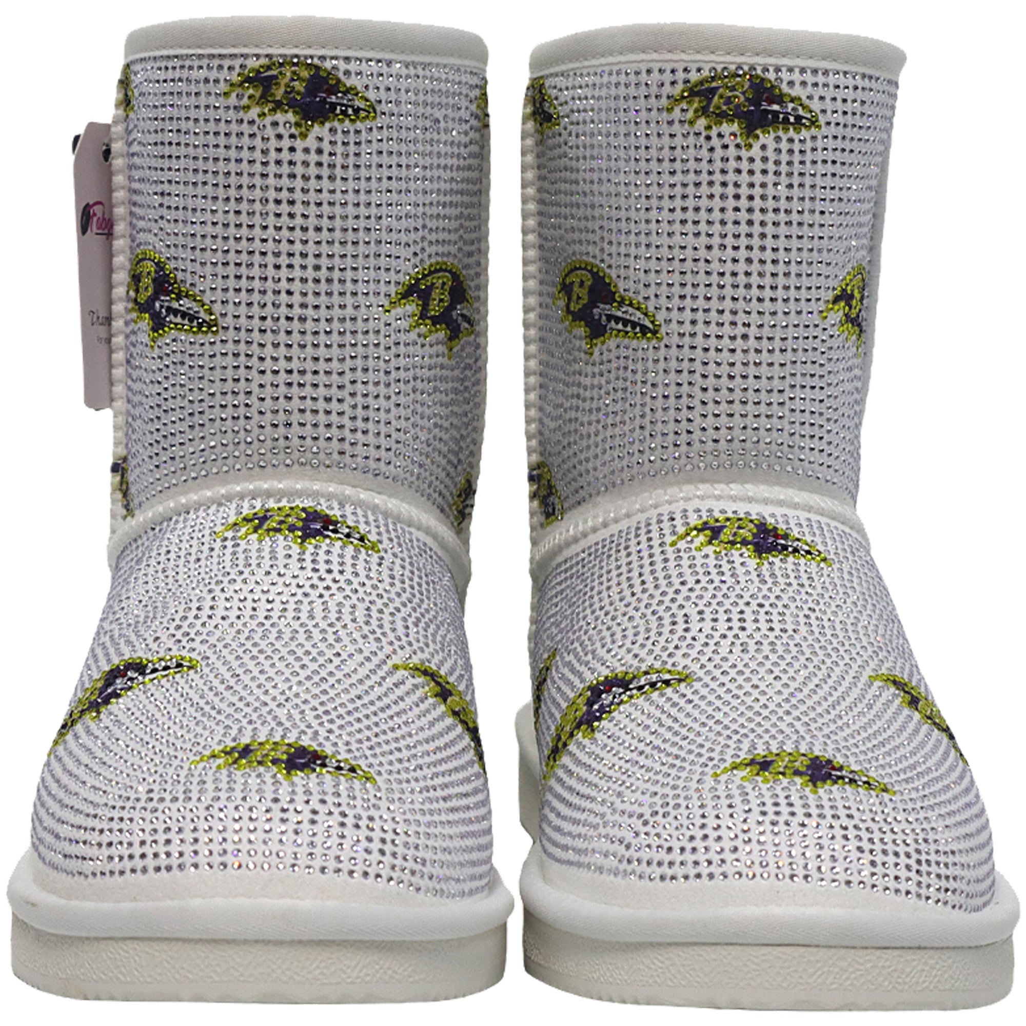 Bottines à enfiler FABGATING by Cuce blanches logo Baltimore Ravens pour femmes