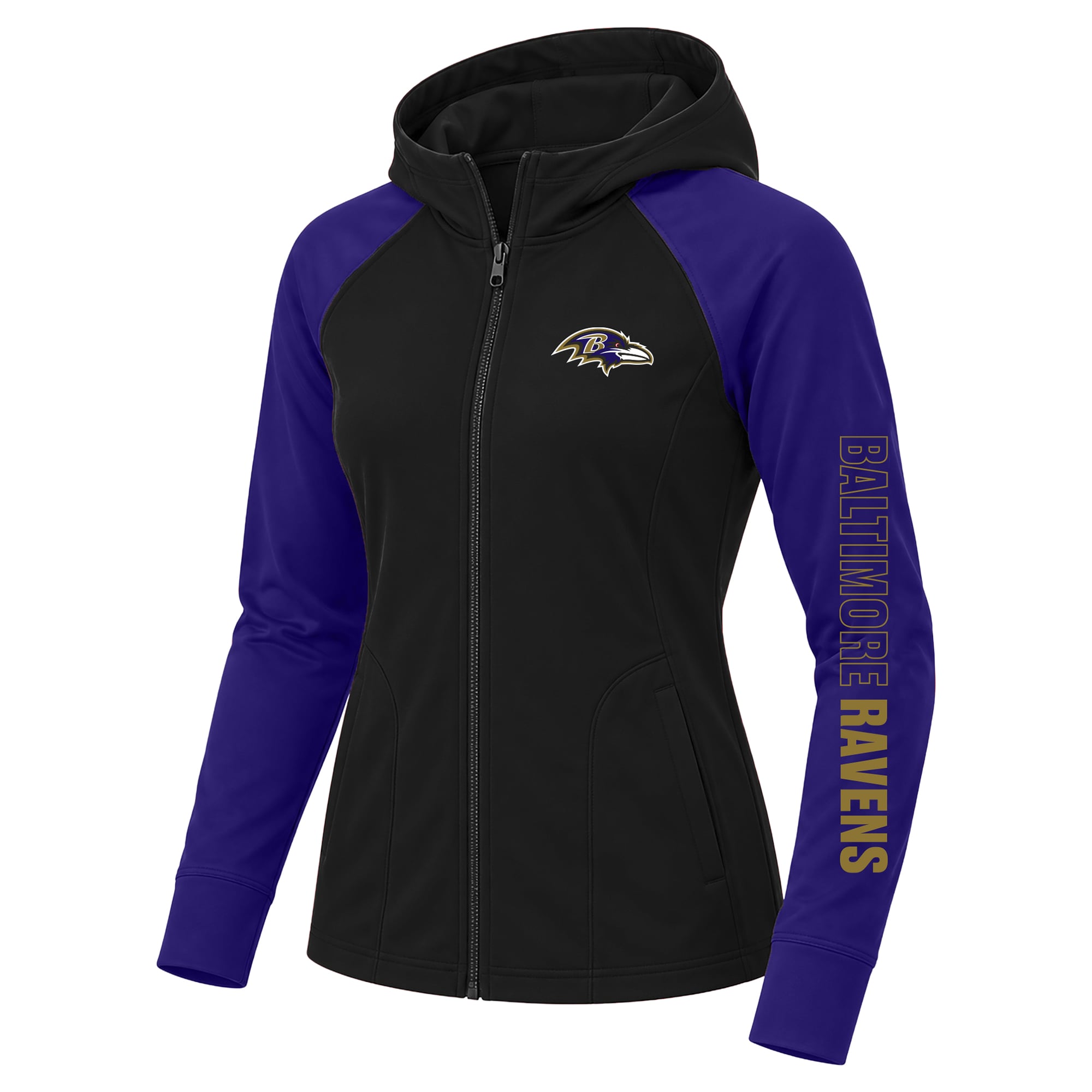 Sweat à capuche zippé Fanatics noir/violet Baltimore Ravens grande taille pour femme