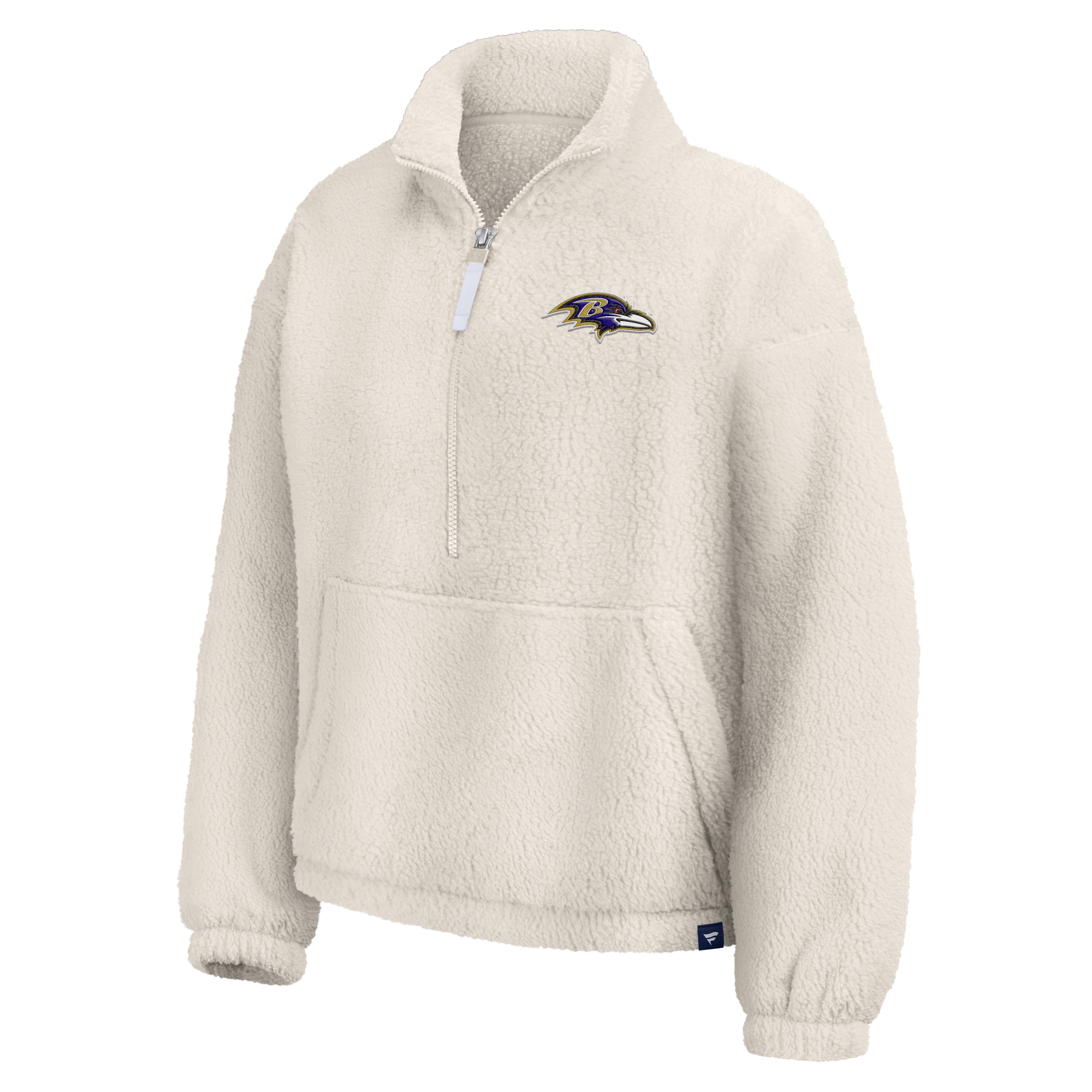 Pull-over oversize à demi-zip en sherpa crème Baltimore Ravens pour femme de Fanatics