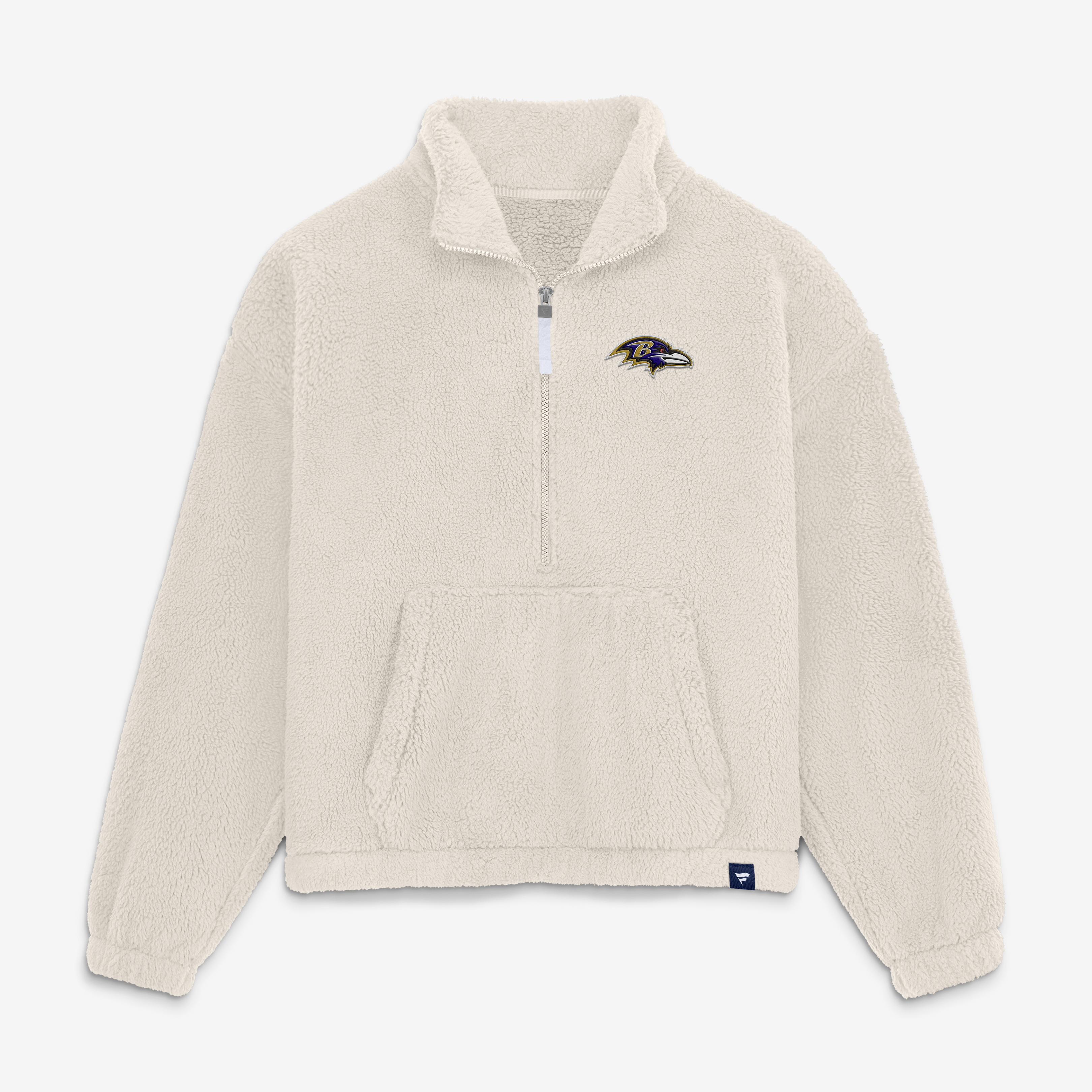 Pull-over oversize à demi-zip en sherpa crème Baltimore Ravens pour femme de Fanatics