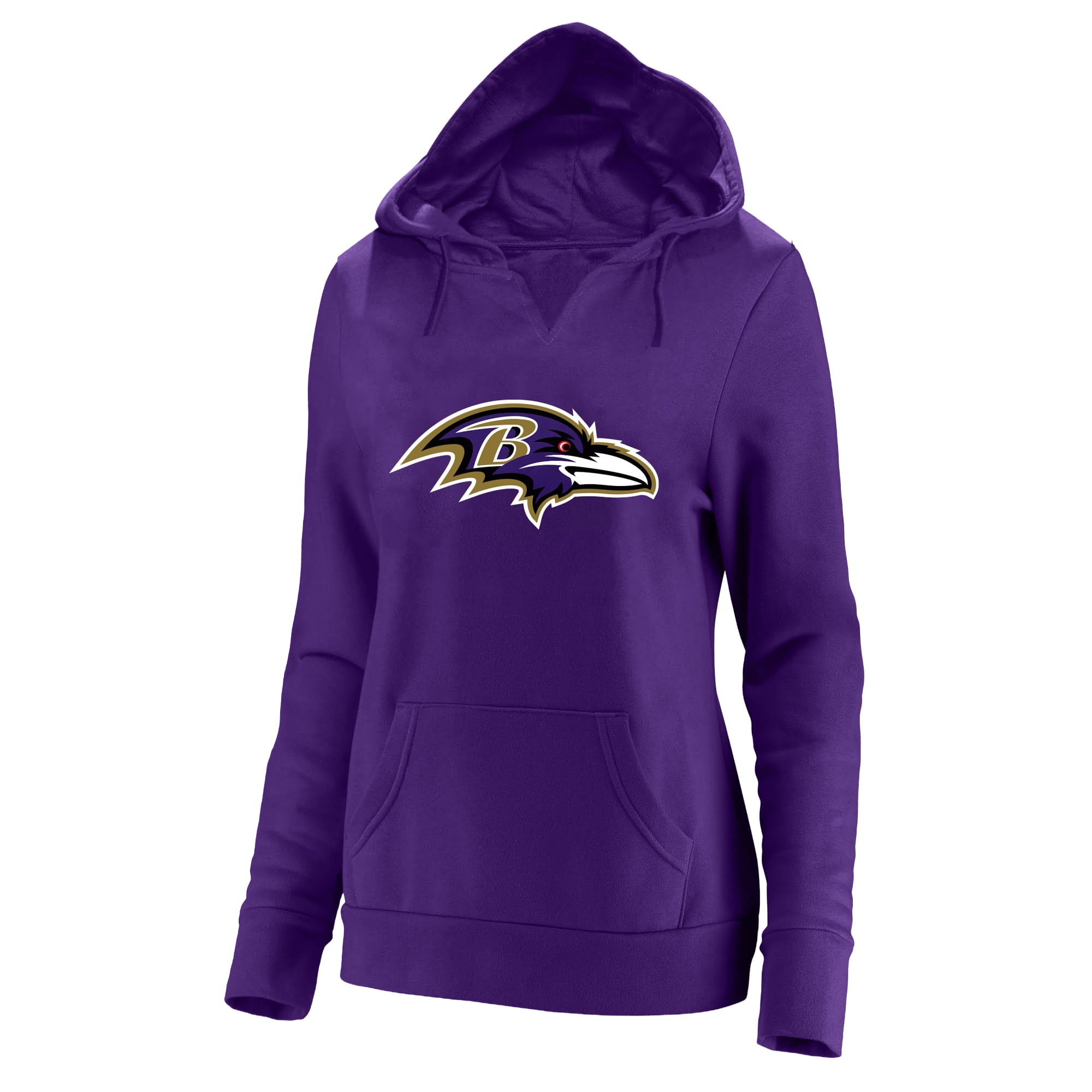 Sweat à capuche Fanatics Lamar Jackson violet Baltimore Ravens pour femme, grande taille, avec nom et numéro du joueur col cranté.