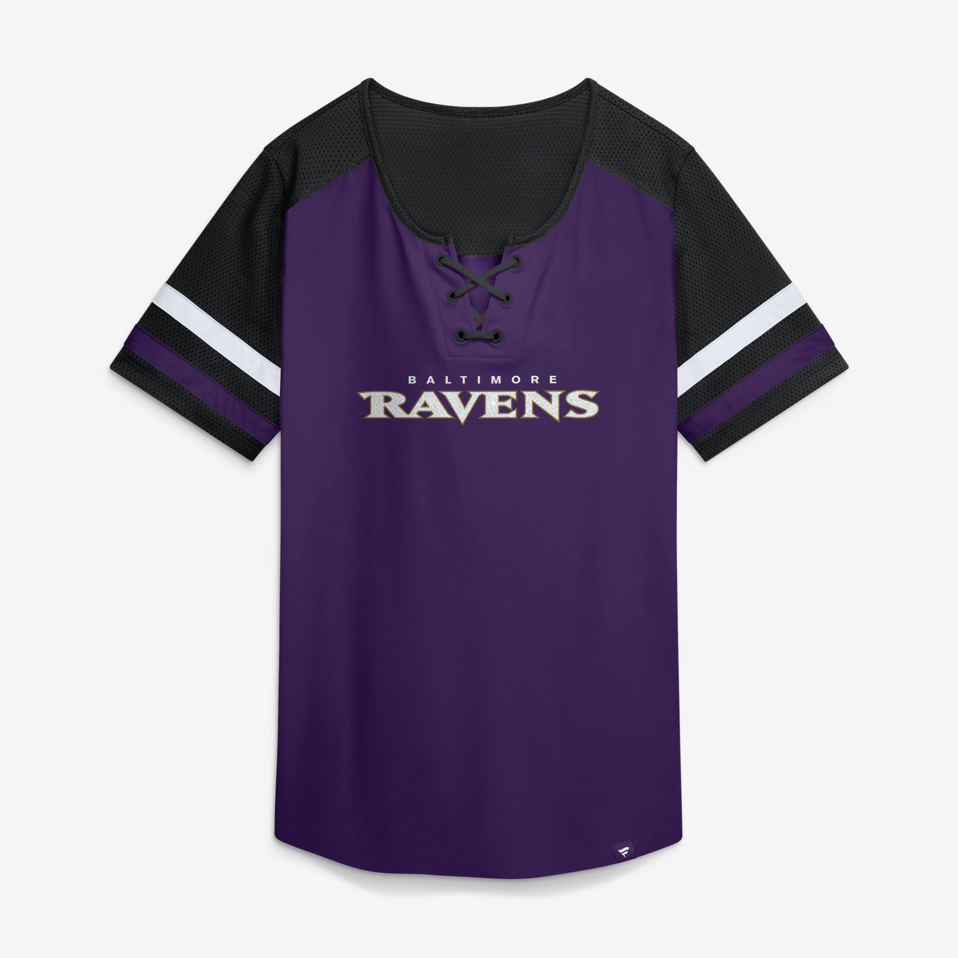 Women's Fanatics Purple Baltimore Ravens Curl Route Athena Lace-Up T-Shirt