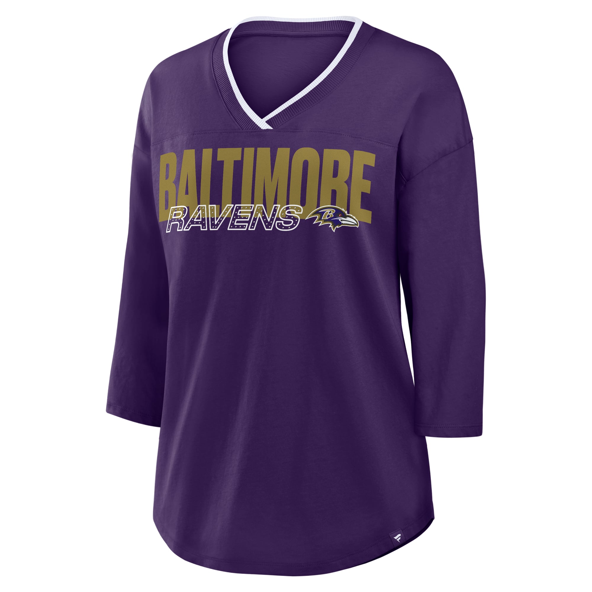 Women's Fanatics Purple Baltimore Ravens Plus Deceptive Juke 3/4-Sleeve V-Neck T-Shirt