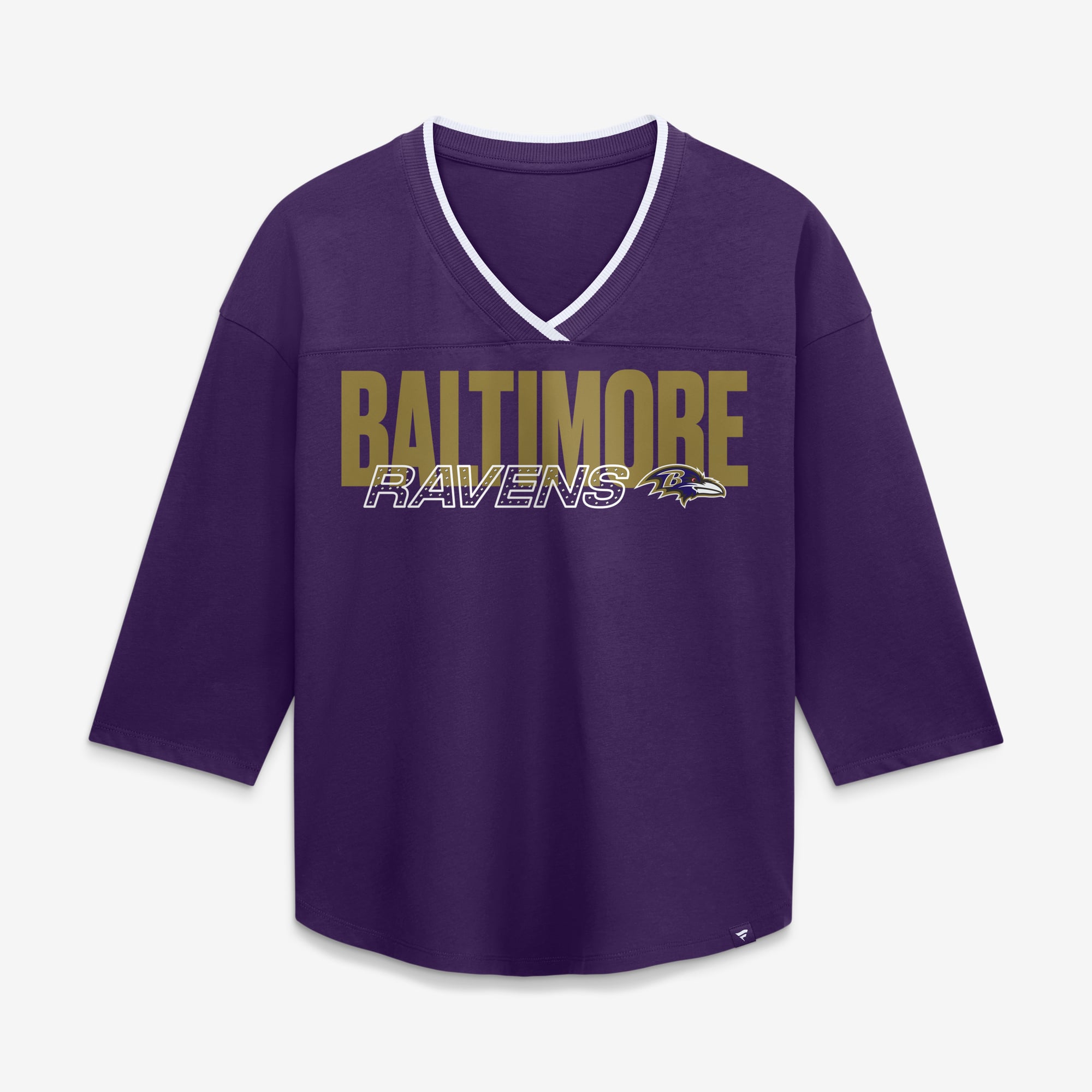 Women's Fanatics Purple Baltimore Ravens Plus Deceptive Juke 3/4-Sleeve V-Neck T-Shirt