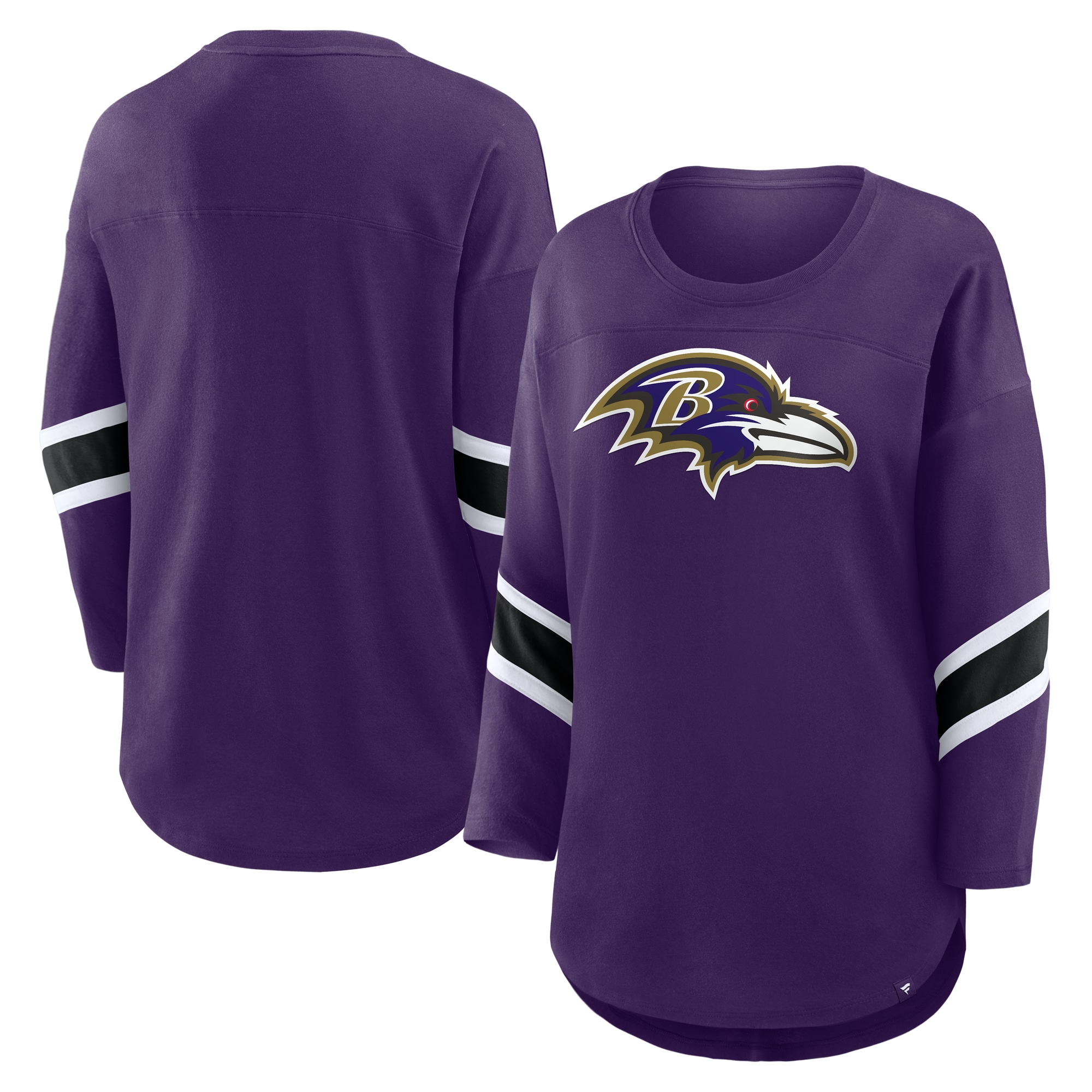 T-shirt Fanatics violet à manches 3/4 et col rond pour femme, grande taille, des Ravens de Baltimore, Redzone