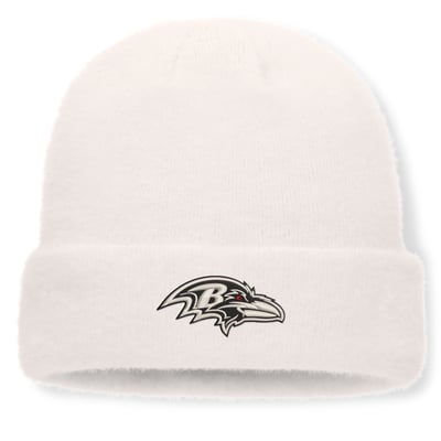 Baltimore Ravens Fanatics Women's Puff Fuzzy Fleece Cuffed Knit Hat - White