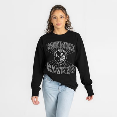 Baltimore Ravens Gameday Couture Women's Spotlight Oversized Long Sleeve T-Shirt - Black