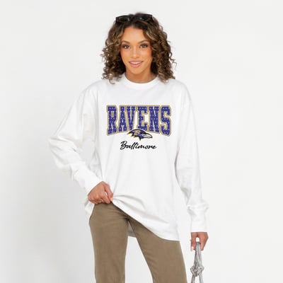 Baltimore Ravens Gameday Couture Women's Sweet Spot Oversized Long Sleeve T-Shirt - White