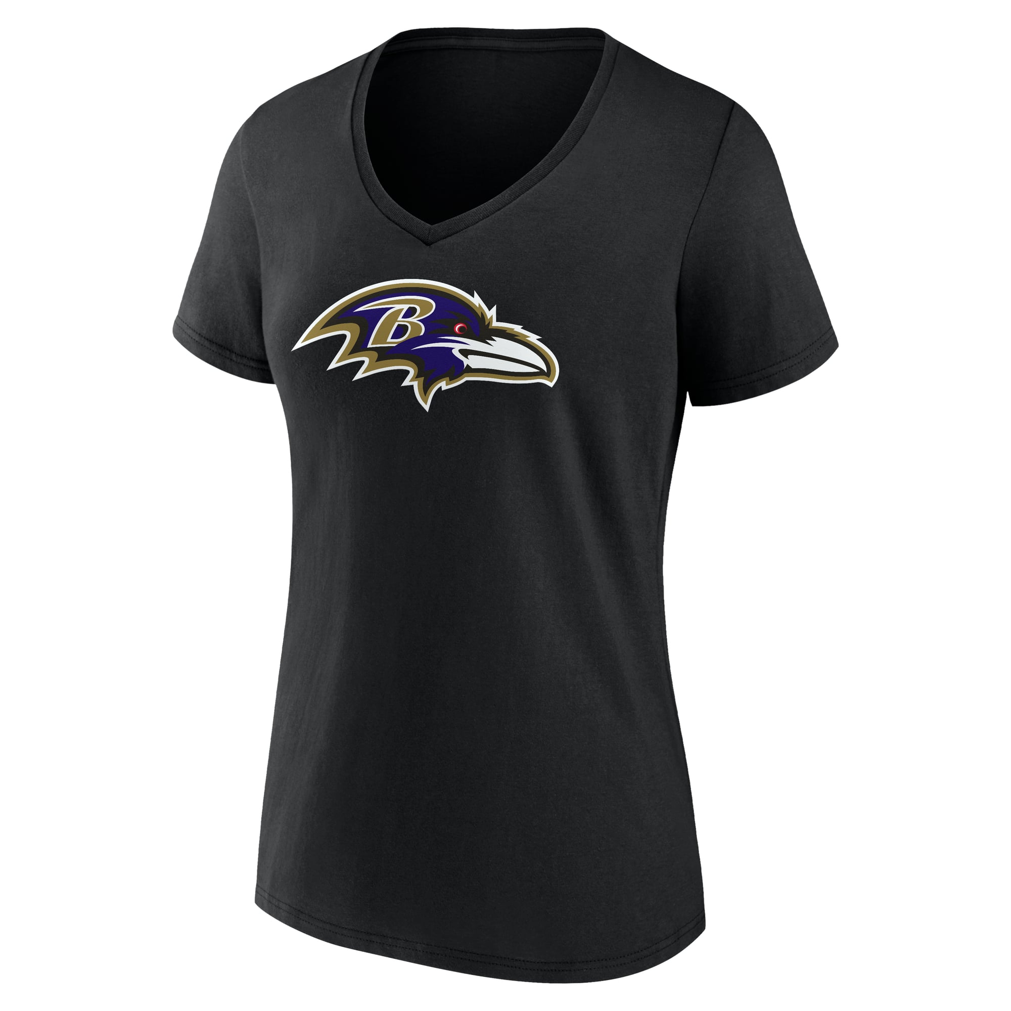 Women's Logo Athletic Black Baltimore Ravens Primary V-Neck T-Shirt