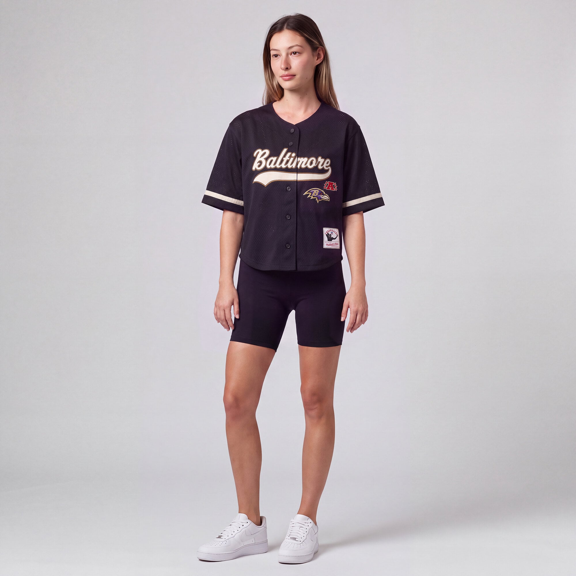 Maillot de baseball rétro Roots noir Mitchell & Ness pour femmes