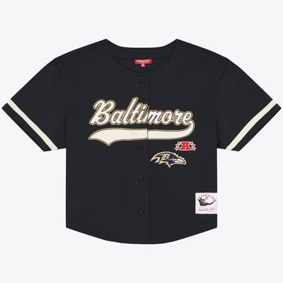 Baltimore Ravens Mitchell & Ness Women's Retro Roots Baseball Jersey - Black
