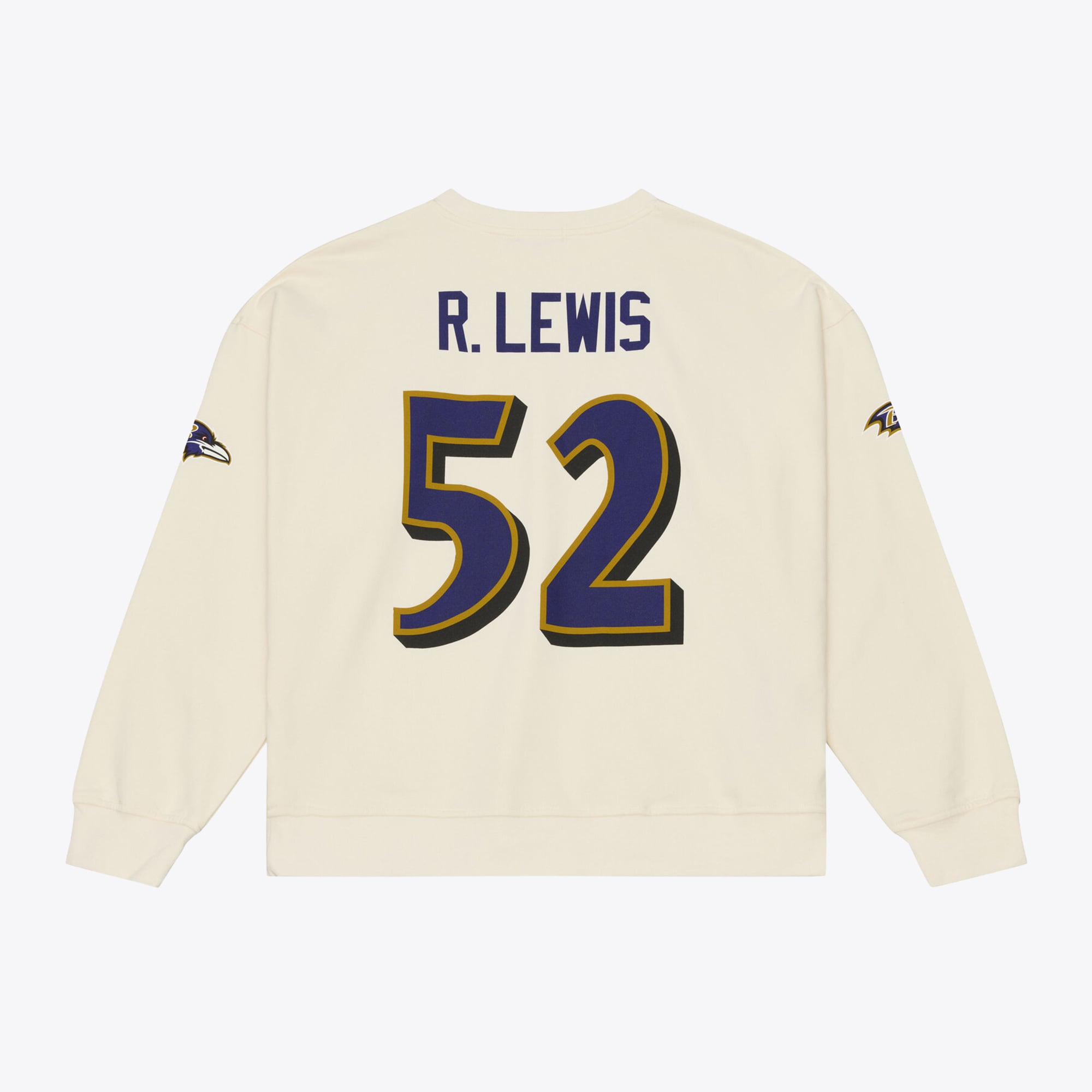 Sweat-shirt Mitchell & Ness Ray Lewis crème Baltimore Ravens pour femme