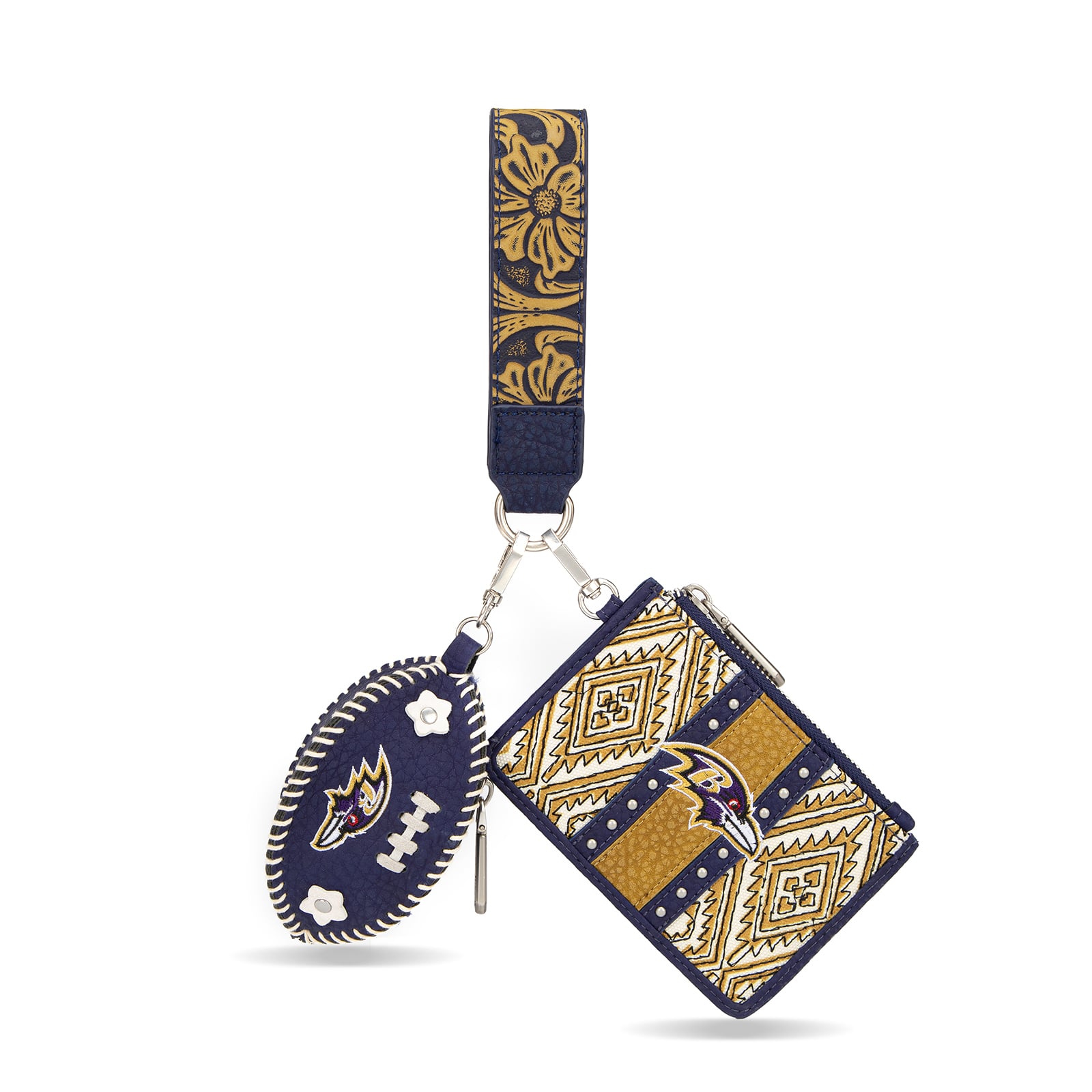 Portefeuille et bracelet porte-clés football Montana West Baltimore Ravens pour femme