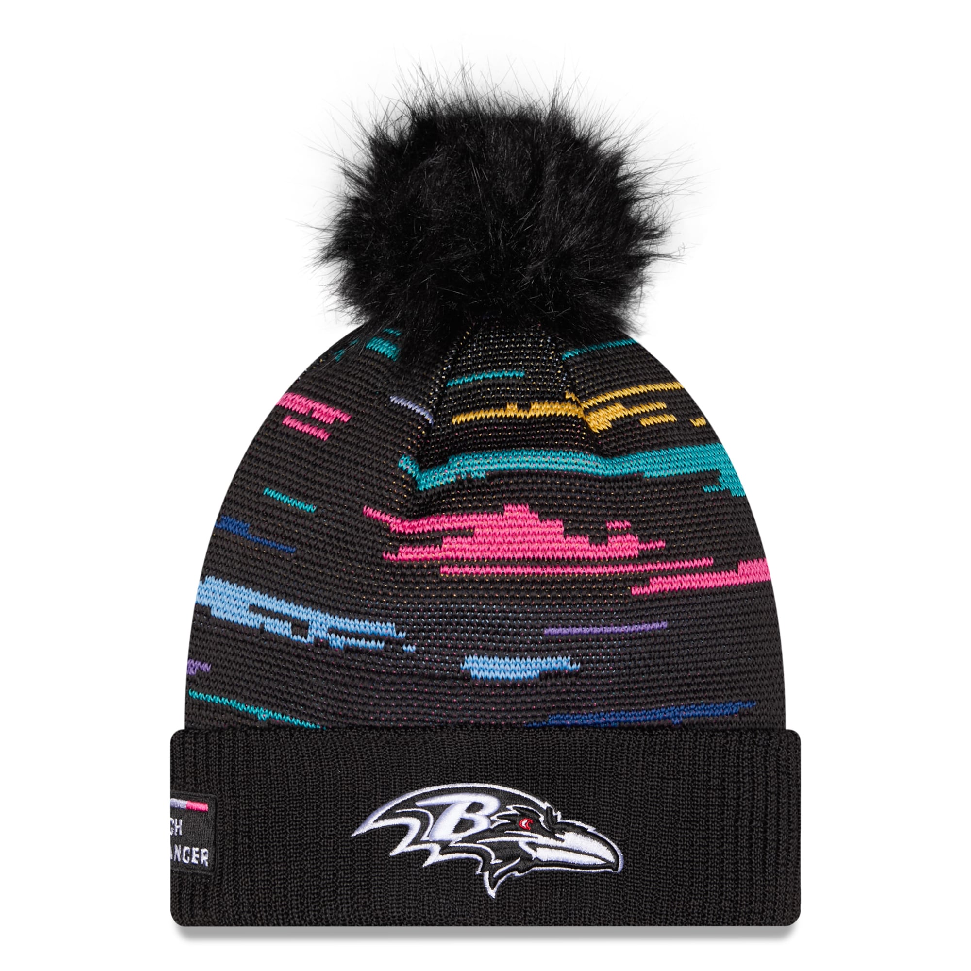Women's New Era Black Baltimore Ravens 2026 NFL Crucial Catch Cuffed Knit Hat with Pom