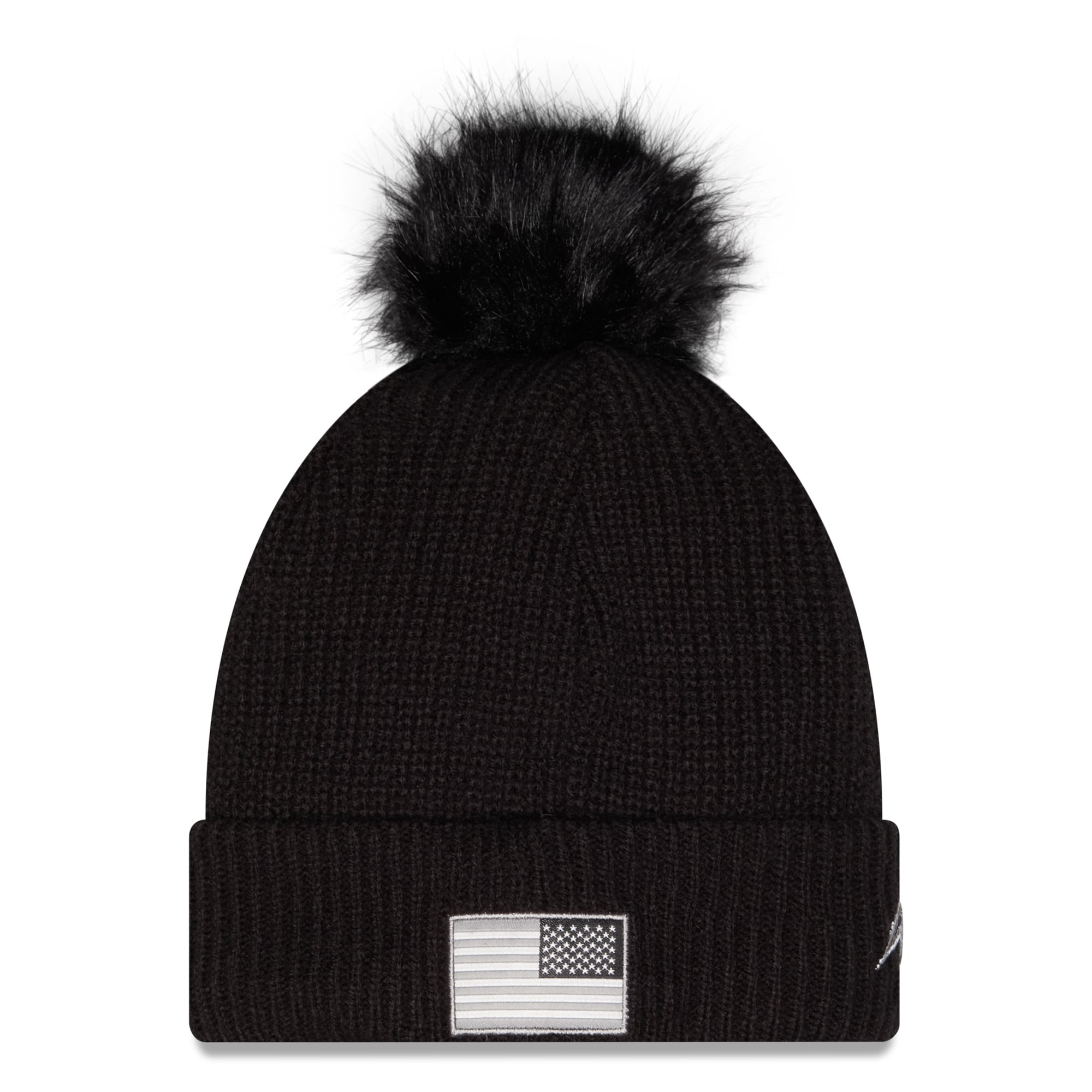 Bonnet à revers New Era noir pour femme, Baltimore Ravens 2026 Salute To Service, avec pompon