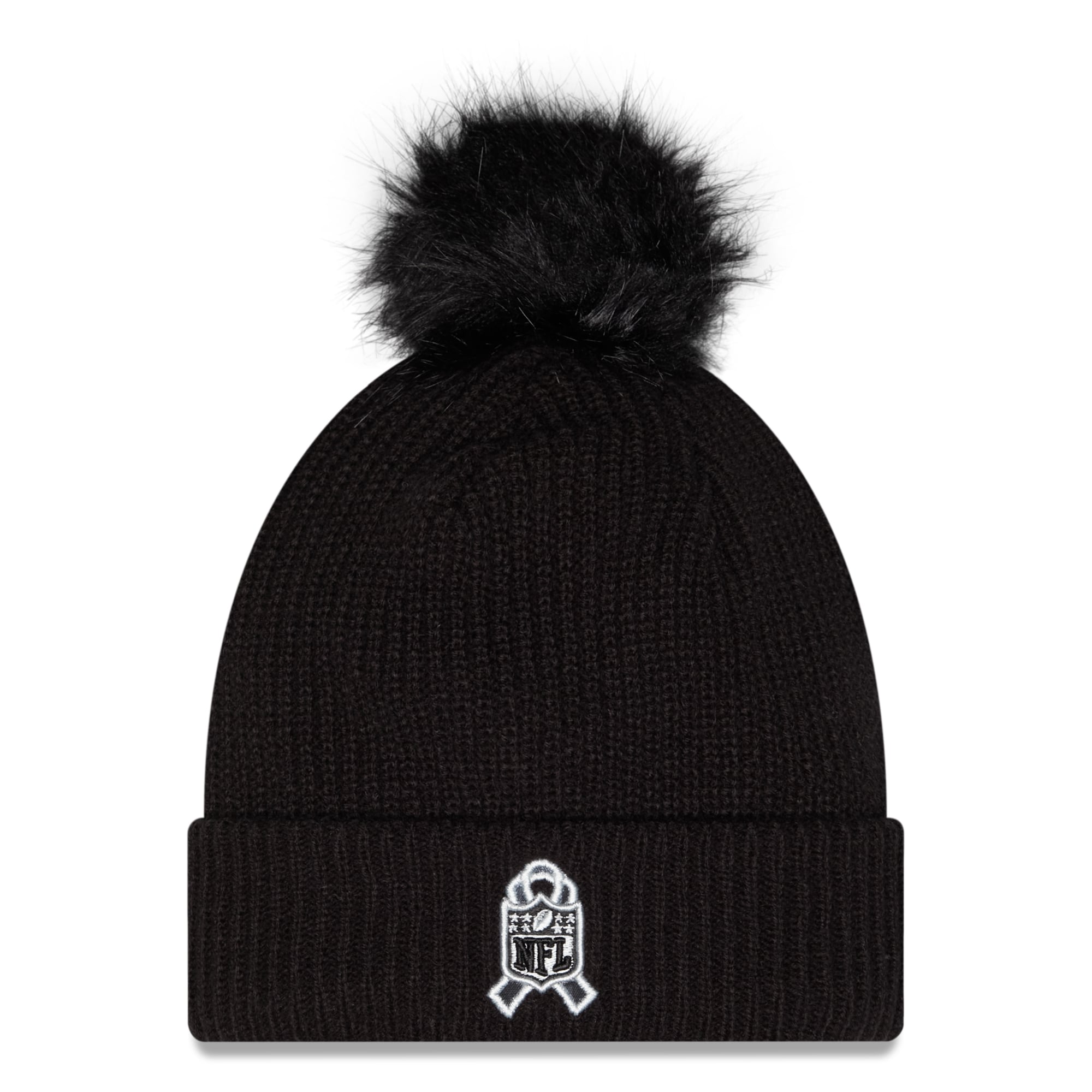 Bonnet à revers New Era noir pour femme, Baltimore Ravens 2026 Salute To Service, avec pompon