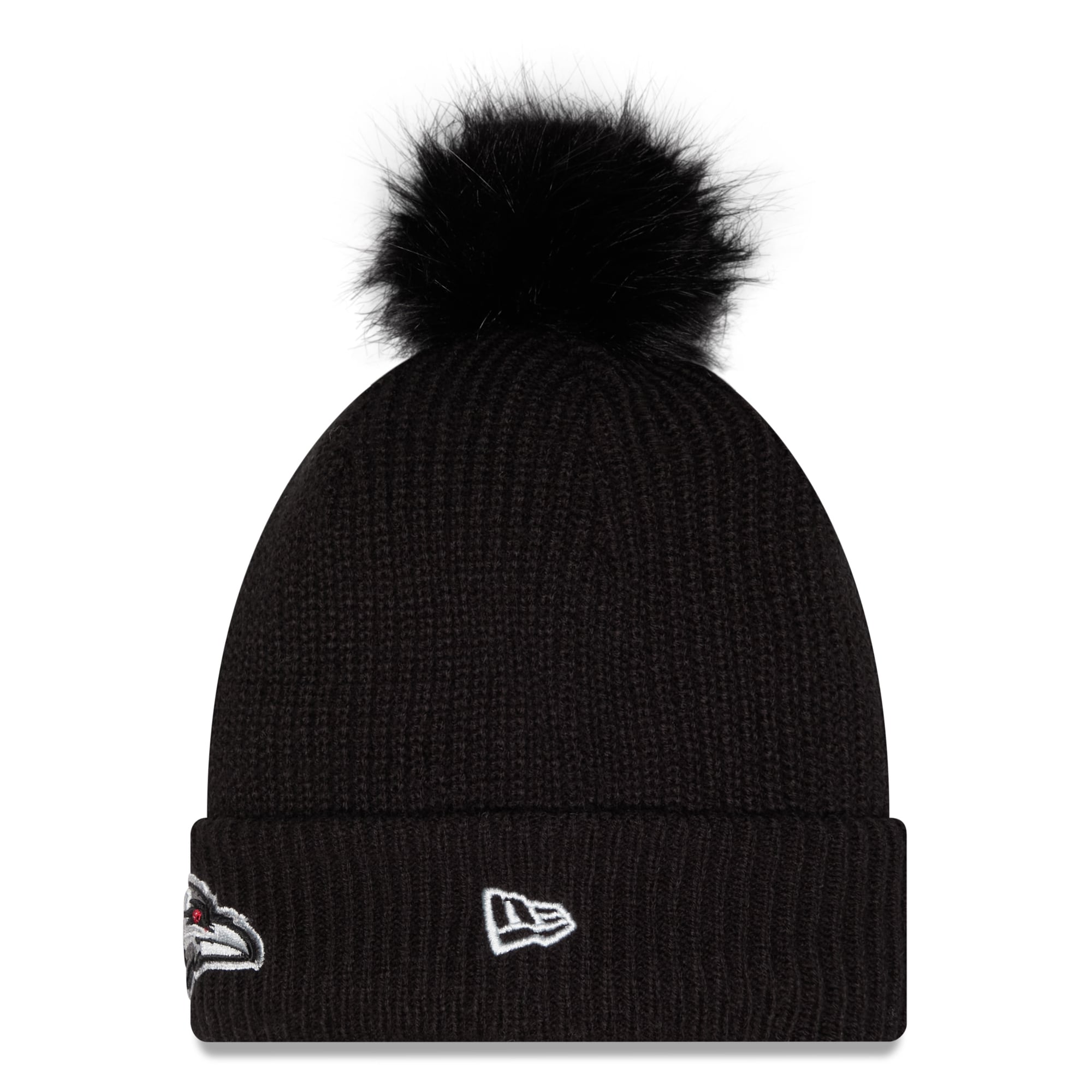 Bonnet à revers New Era noir pour femme, Baltimore Ravens 2026 Salute To Service, avec pompon