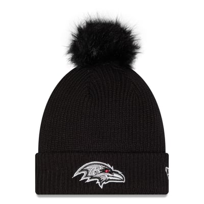 Baltimore Ravens New Era Women's 2026 Salute To Service Cuffed Knit Hat with Pom - Black