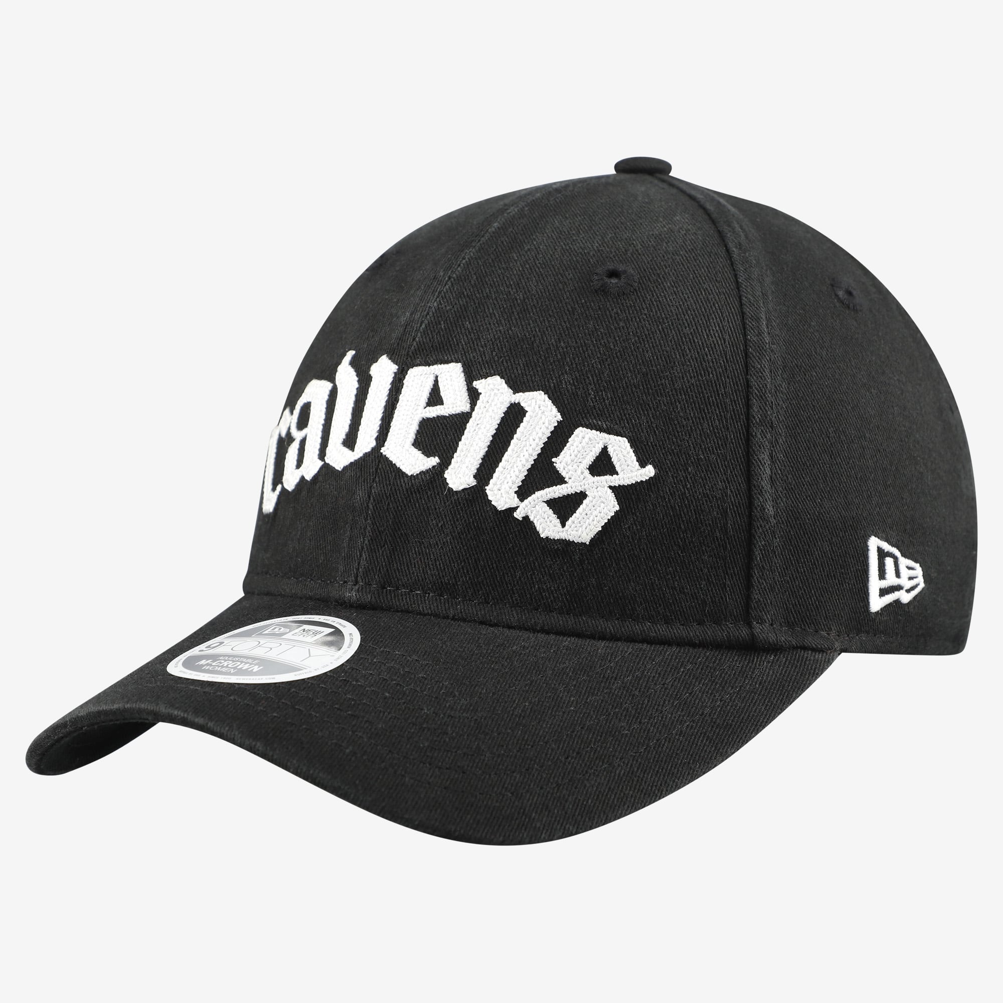 Casquette ajustable New Era noire Baltimore Ravens, police gothique 9FORTY M-Crown