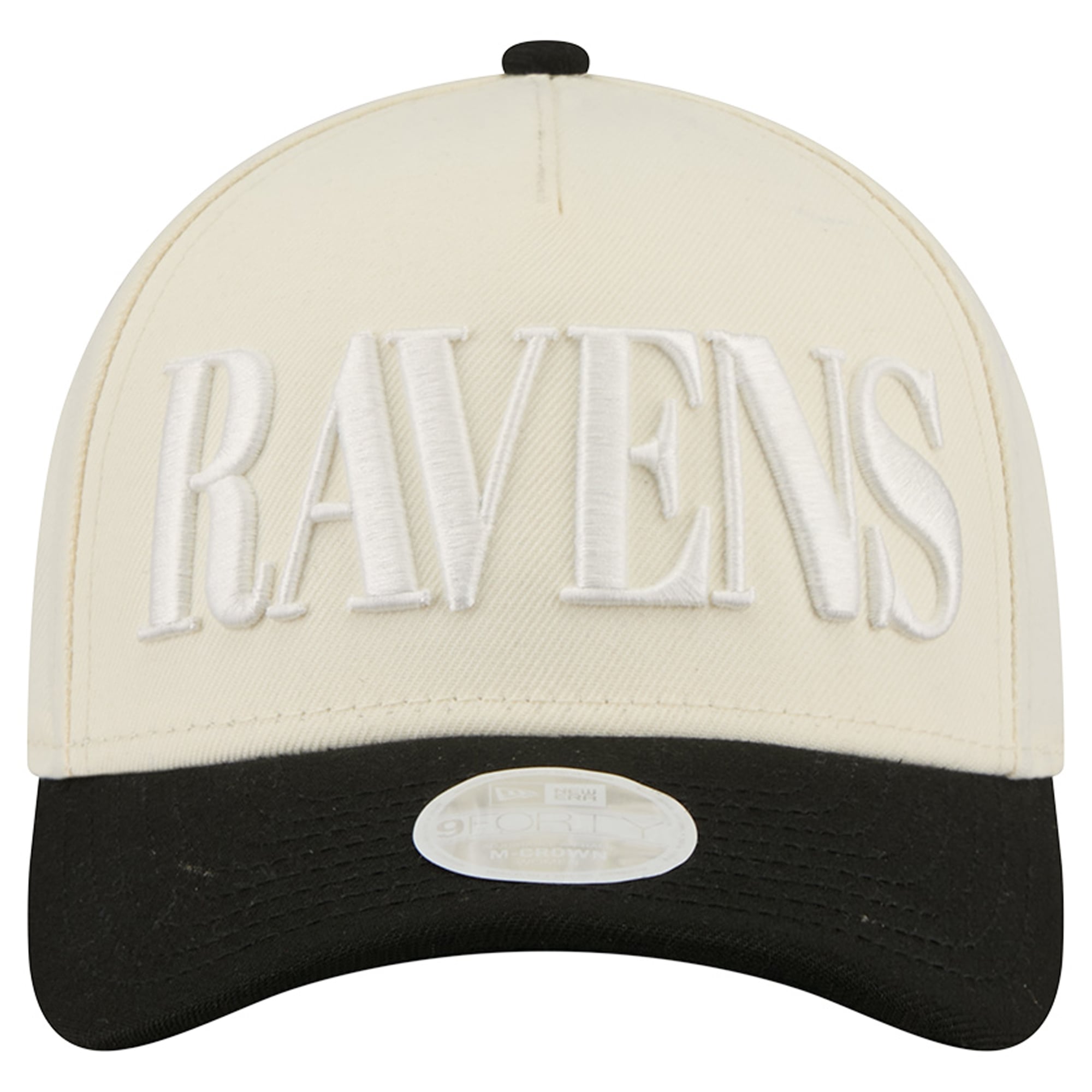 Women's New Era Cream/Black Baltimore Ravens Tonal A-Frame 9FORTY Adjustable Hat