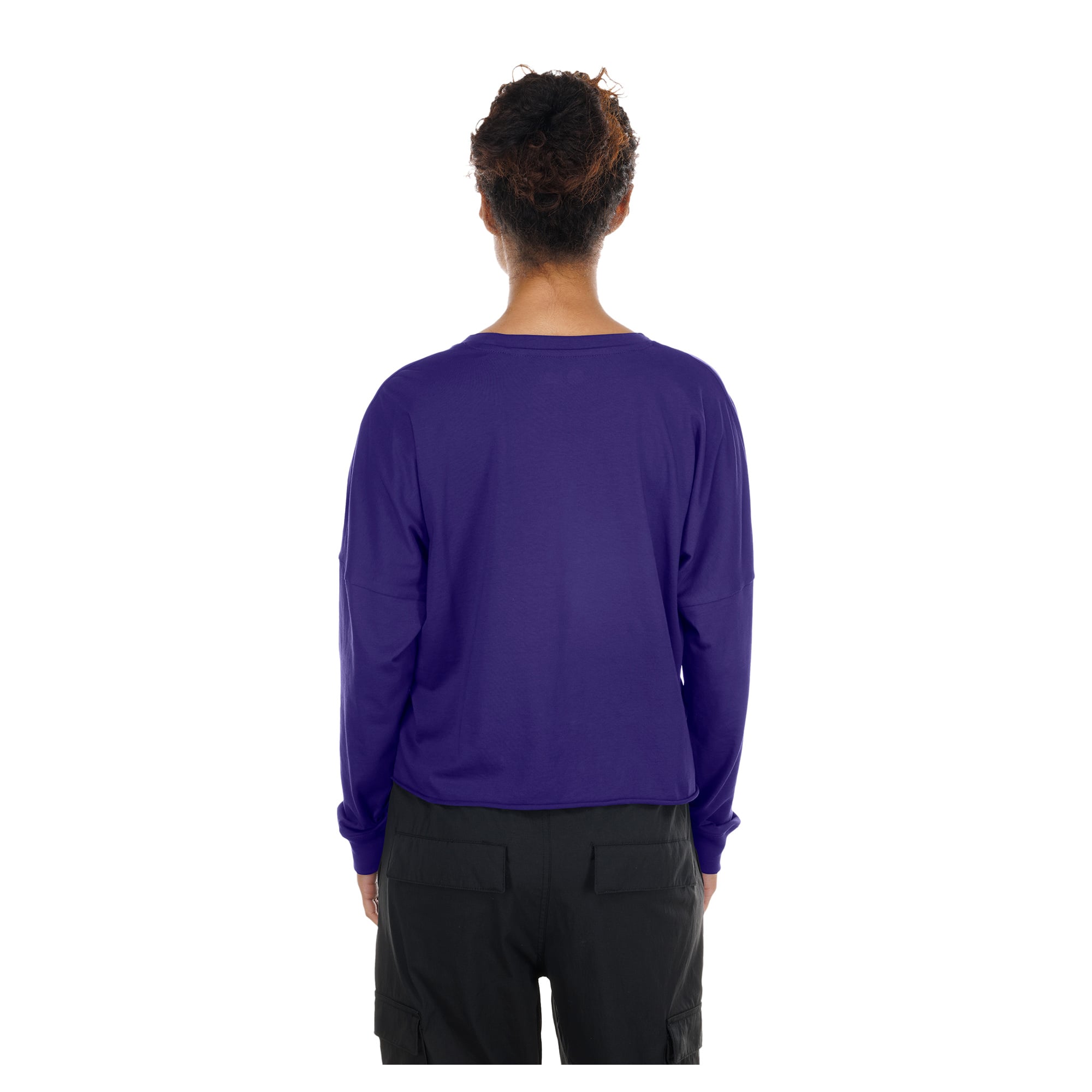 Women's New Era  Purple Baltimore Ravens Cropped Oversized Long Sleeve T-Shirt