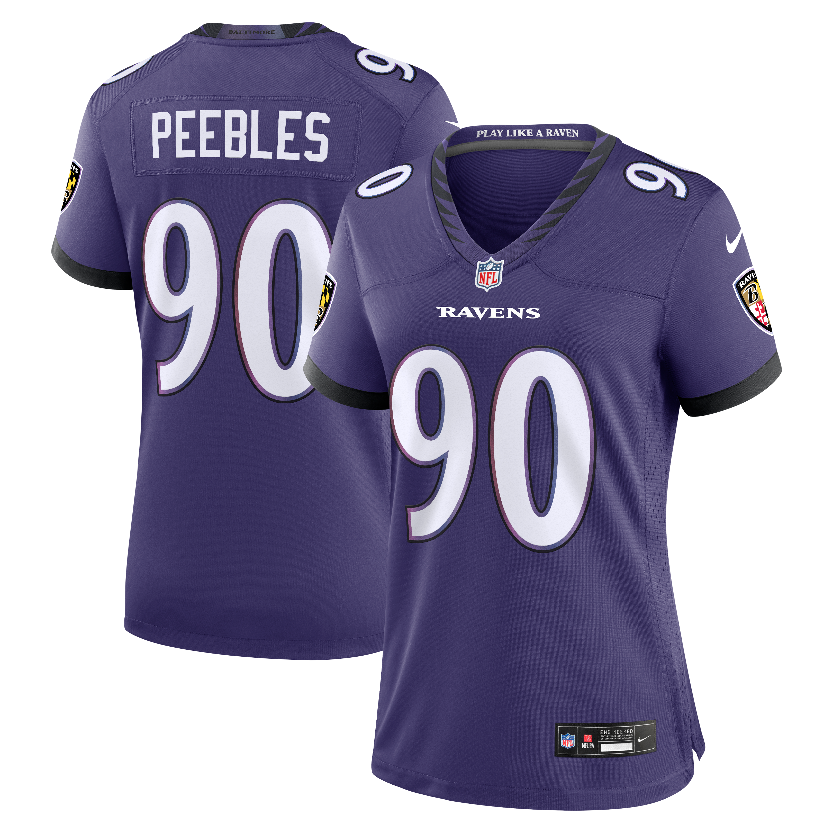 Women's Nike Aeneas Peebles Purple Baltimore Ravens Team Game Jersey