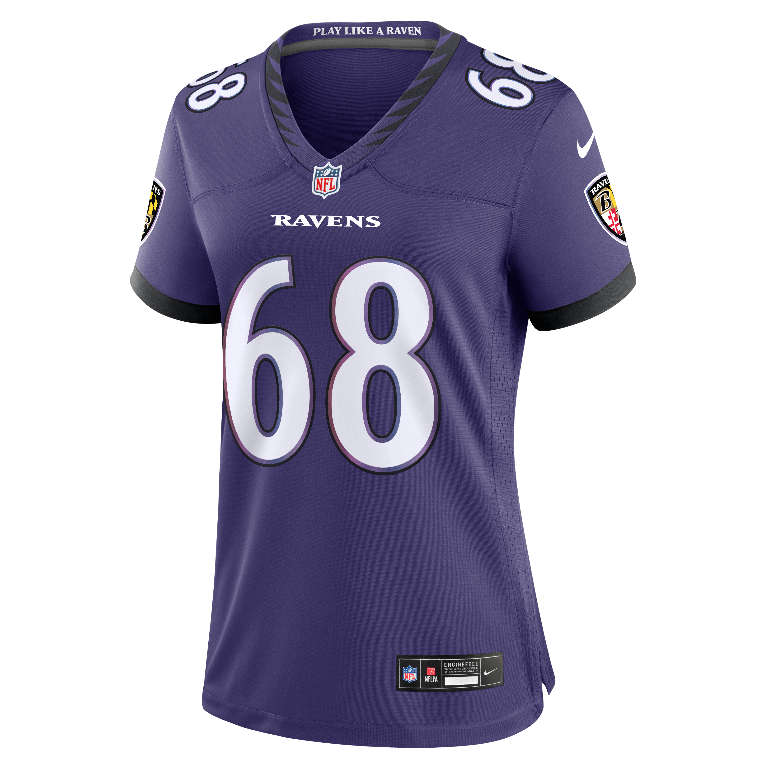Maillot de match Nike AJ Arcuri violet pour femme, équipe des Ravens Baltimore