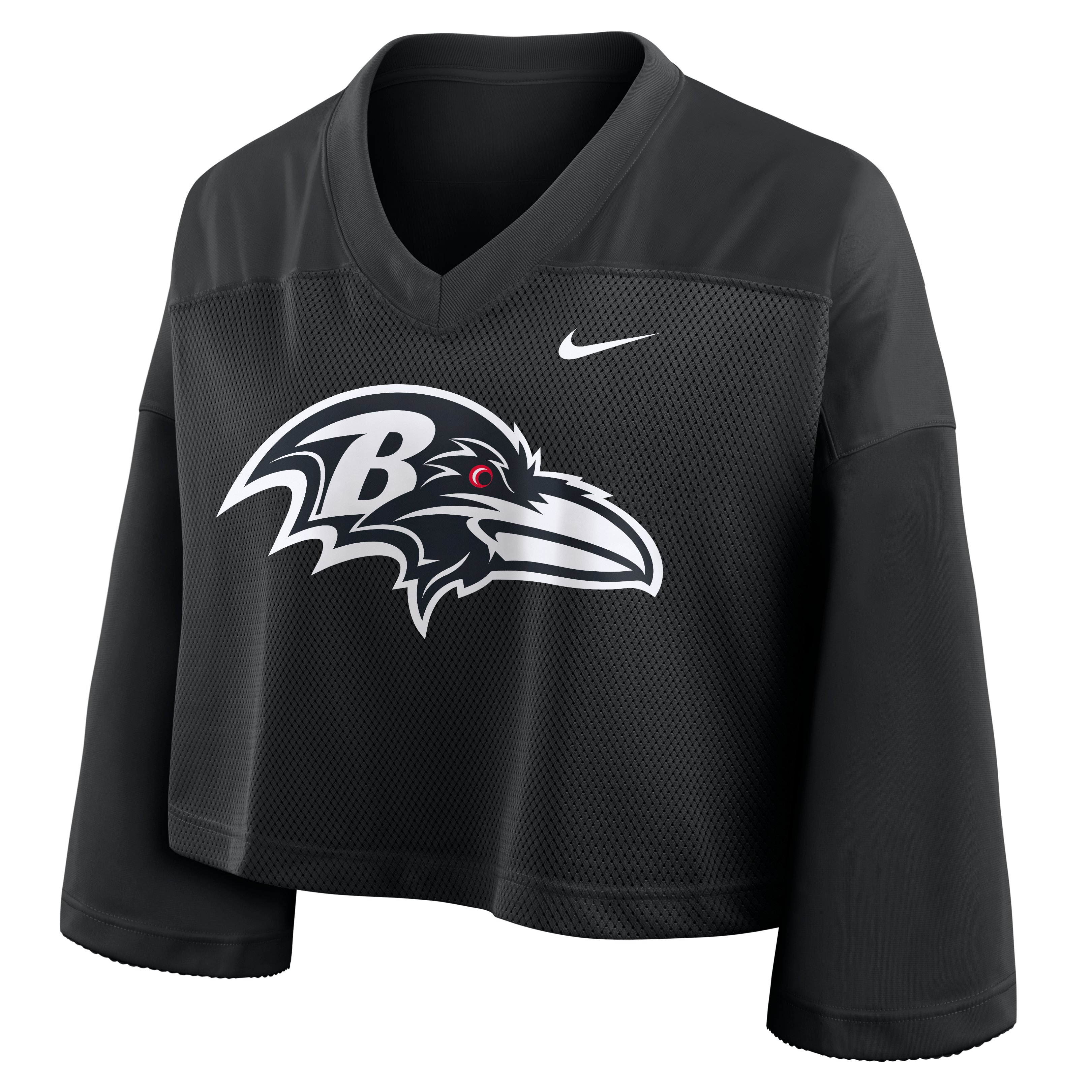 Women's Nike Black Baltimore Ravens Rewind Cropped Mesh Dri-FIT Fashion Jersey