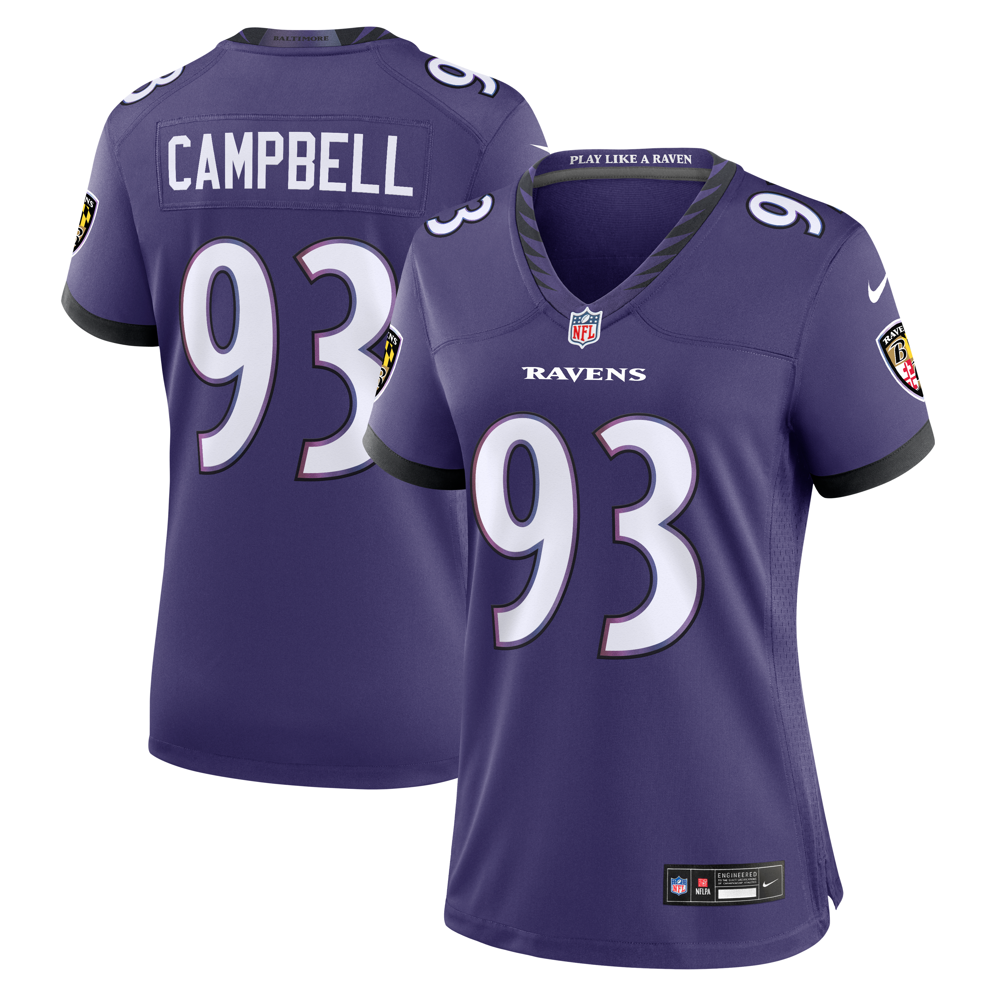 Women's Nike Calais Campbell Purple Baltimore Ravens Team Game Jersey