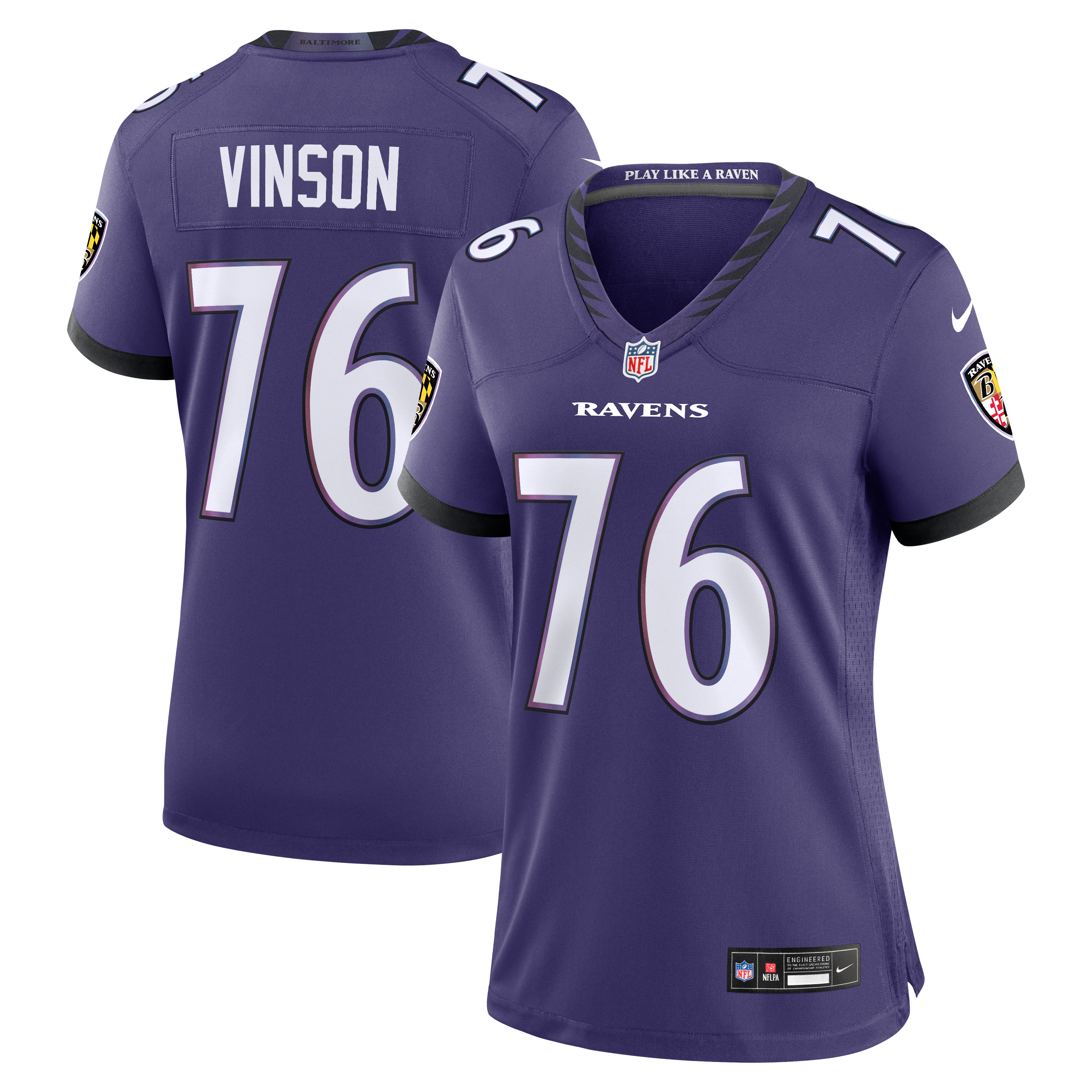 Women's Nike Carson Vinson Purple Baltimore Ravens Team Game Jersey