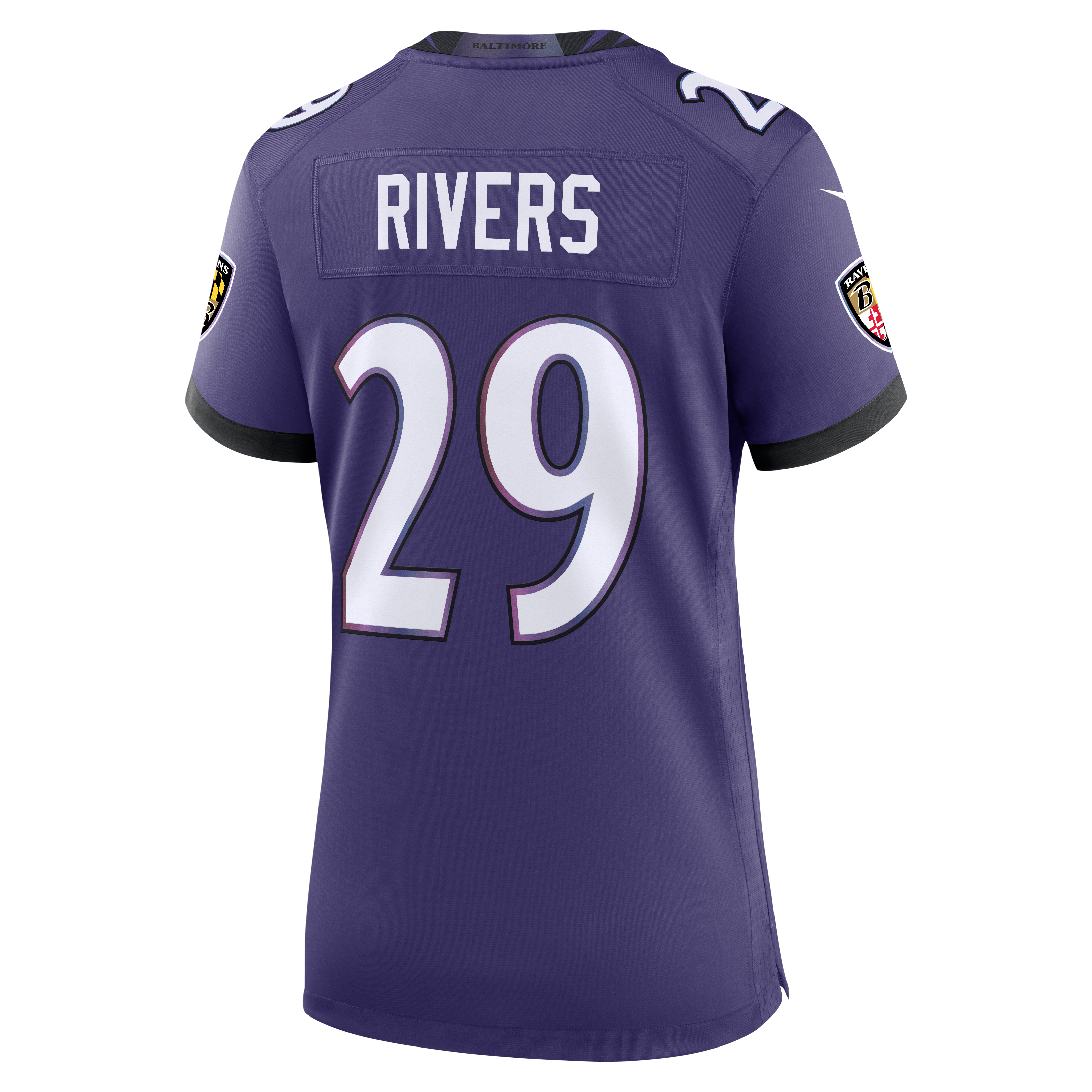 Women's Nike Chandler Rivers Purple Baltimore Ravens Team Game Jersey