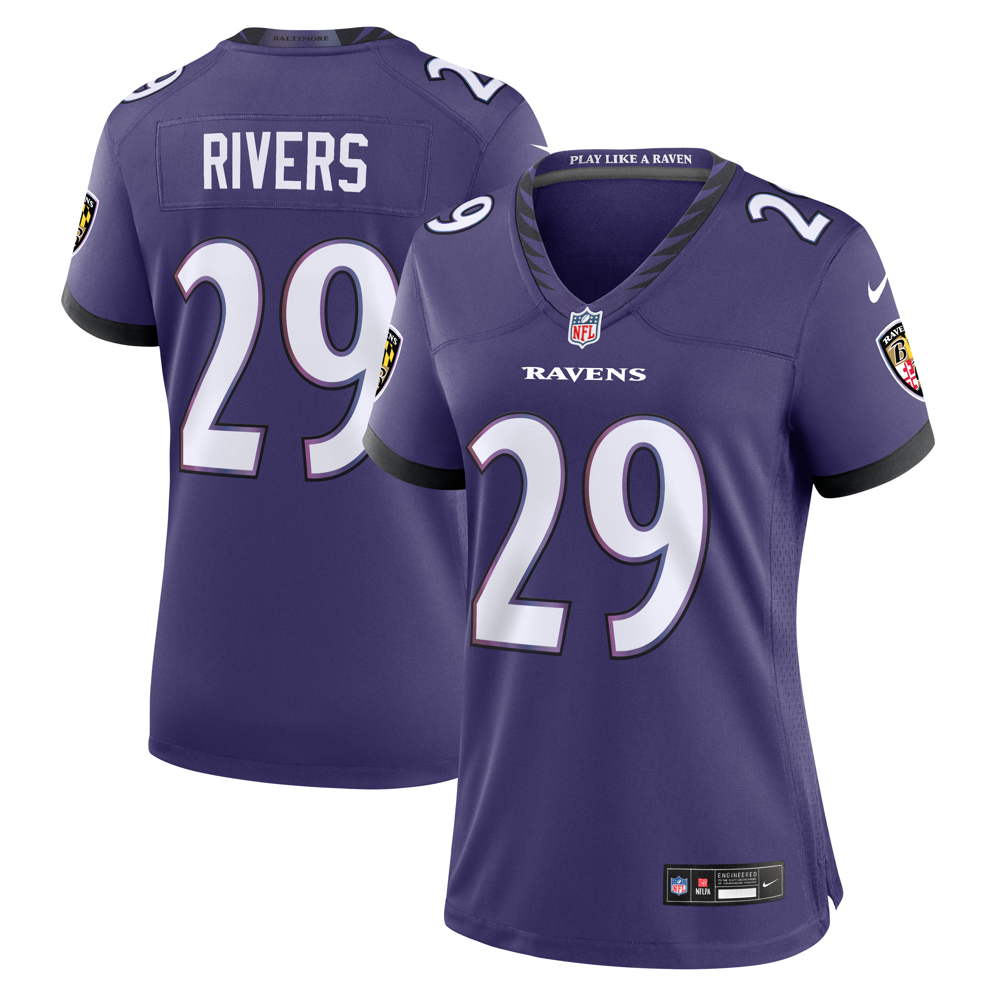 Women's Nike Chandler Rivers Purple Baltimore Ravens Team Game Jersey
