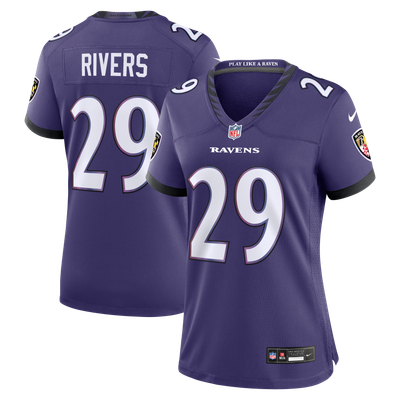 Chandler Rivers Baltimore Ravens Nike Women's Team Game Jersey - Purple