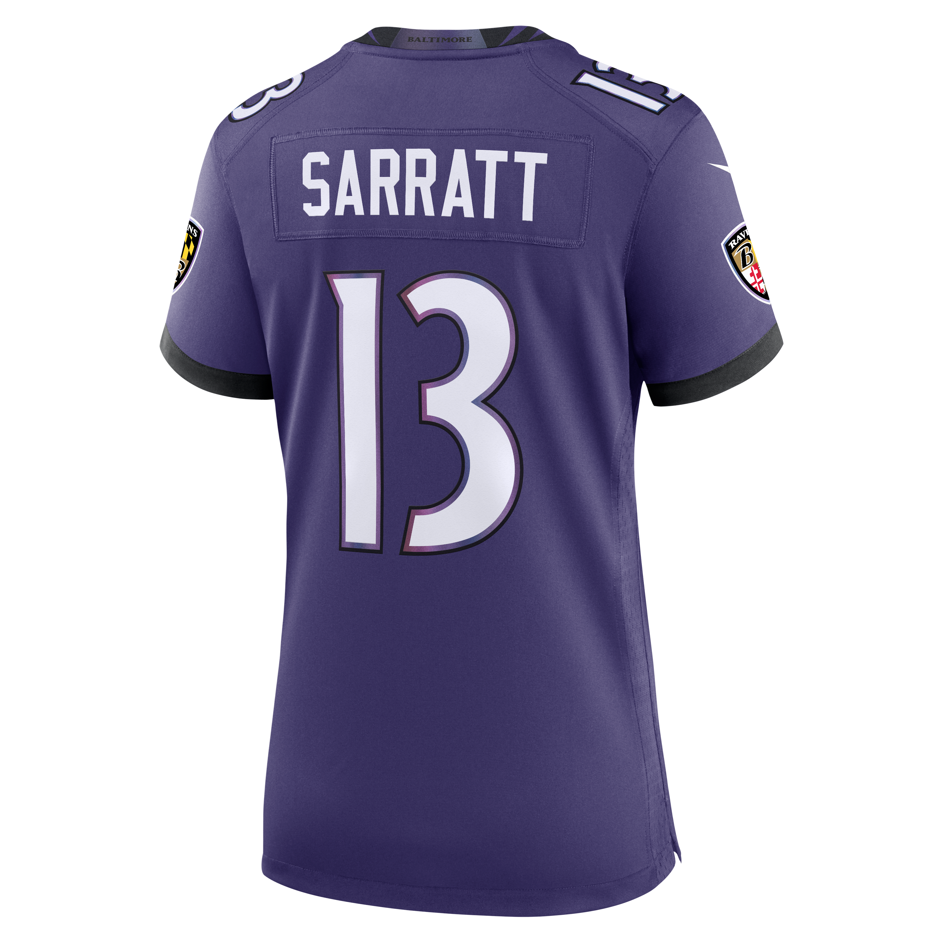 Women's Nike Elijah Sarratt Purple Baltimore Ravens Team Game Jersey