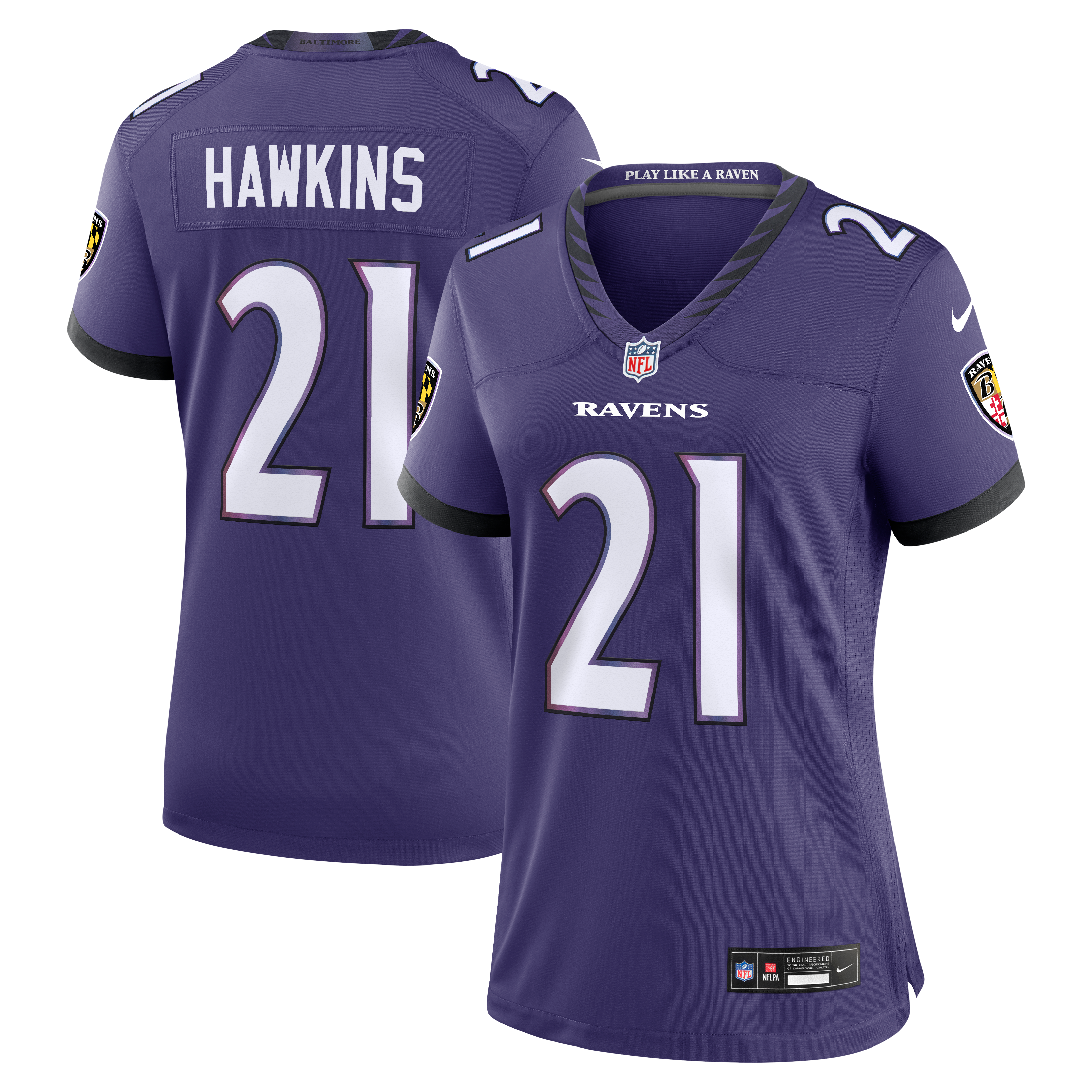 Women's Nike Jaylinn Hawkins Purple Baltimore Ravens Team Game Jersey