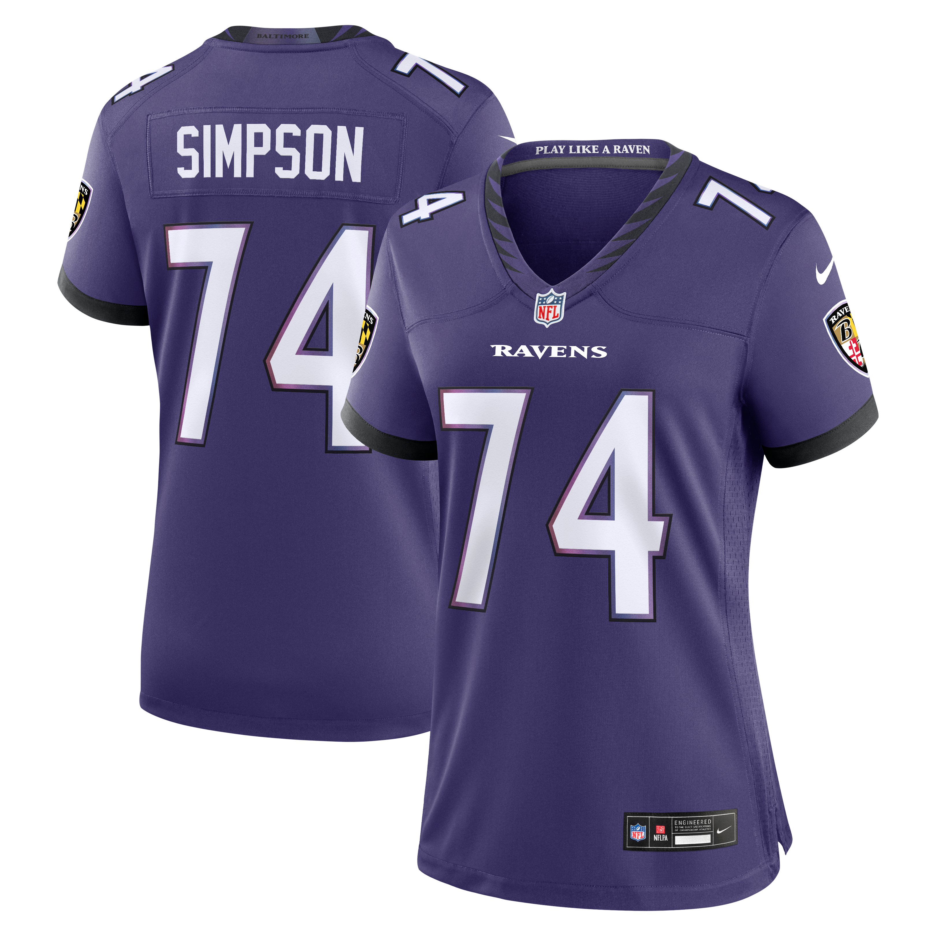 Women's Nike John Simpson Purple Baltimore Ravens Team Game Jersey