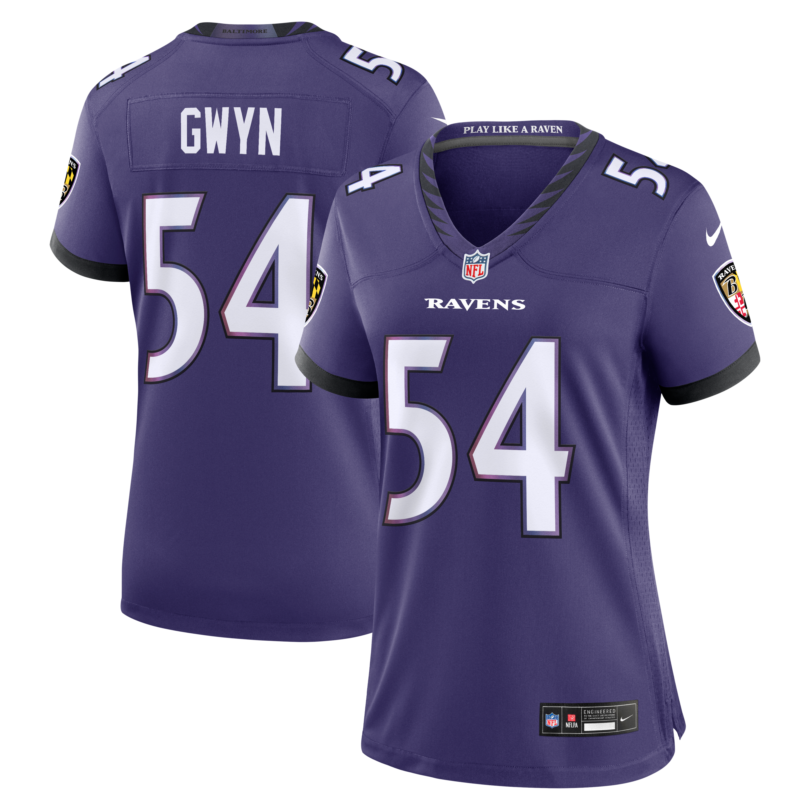 Women's Nike Jovaughn Gwyn Purple Baltimore Ravens Team Game Jersey
