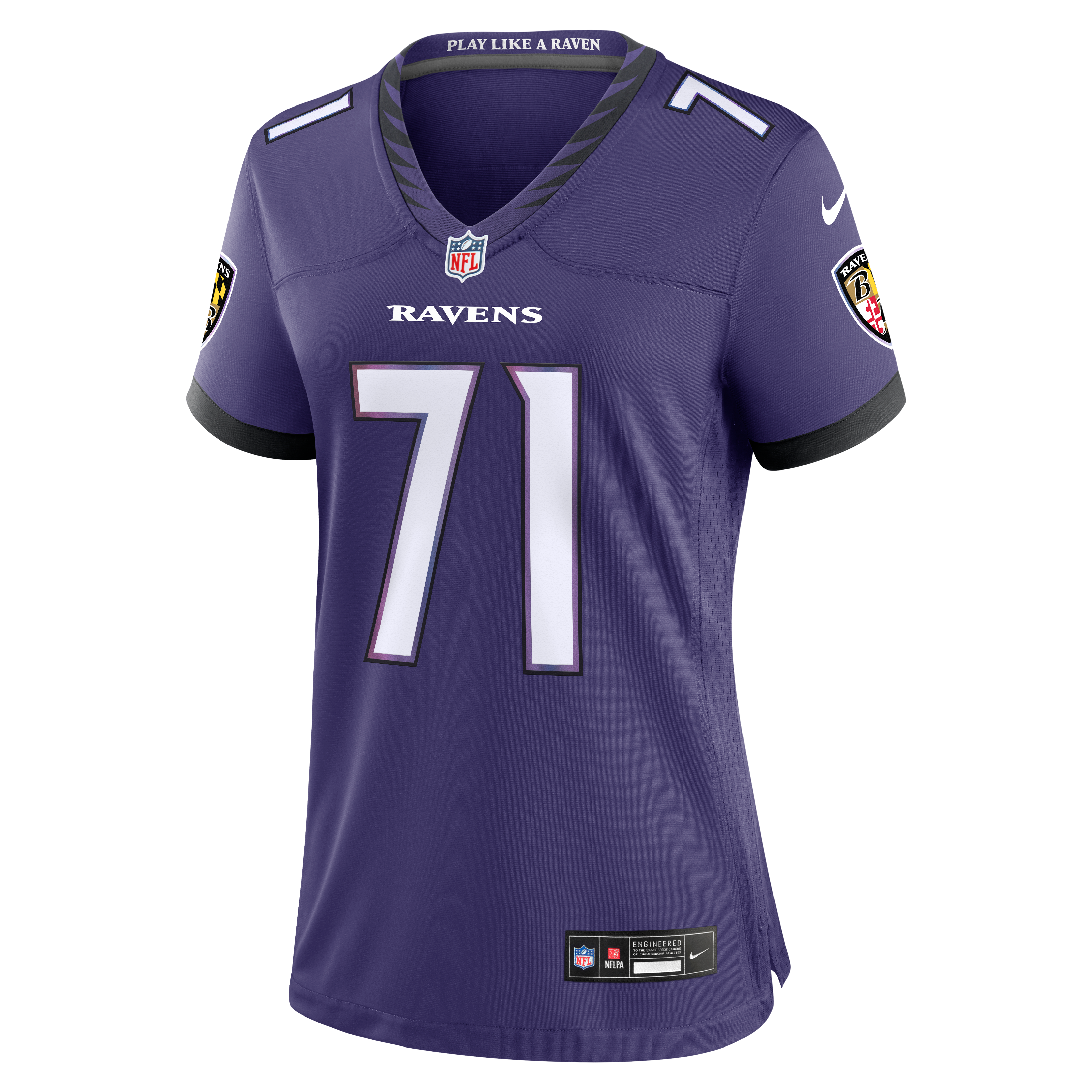 Maillot de match Nike Olaivavega Ioane violet pour femme, équipe des Ravens Baltimore