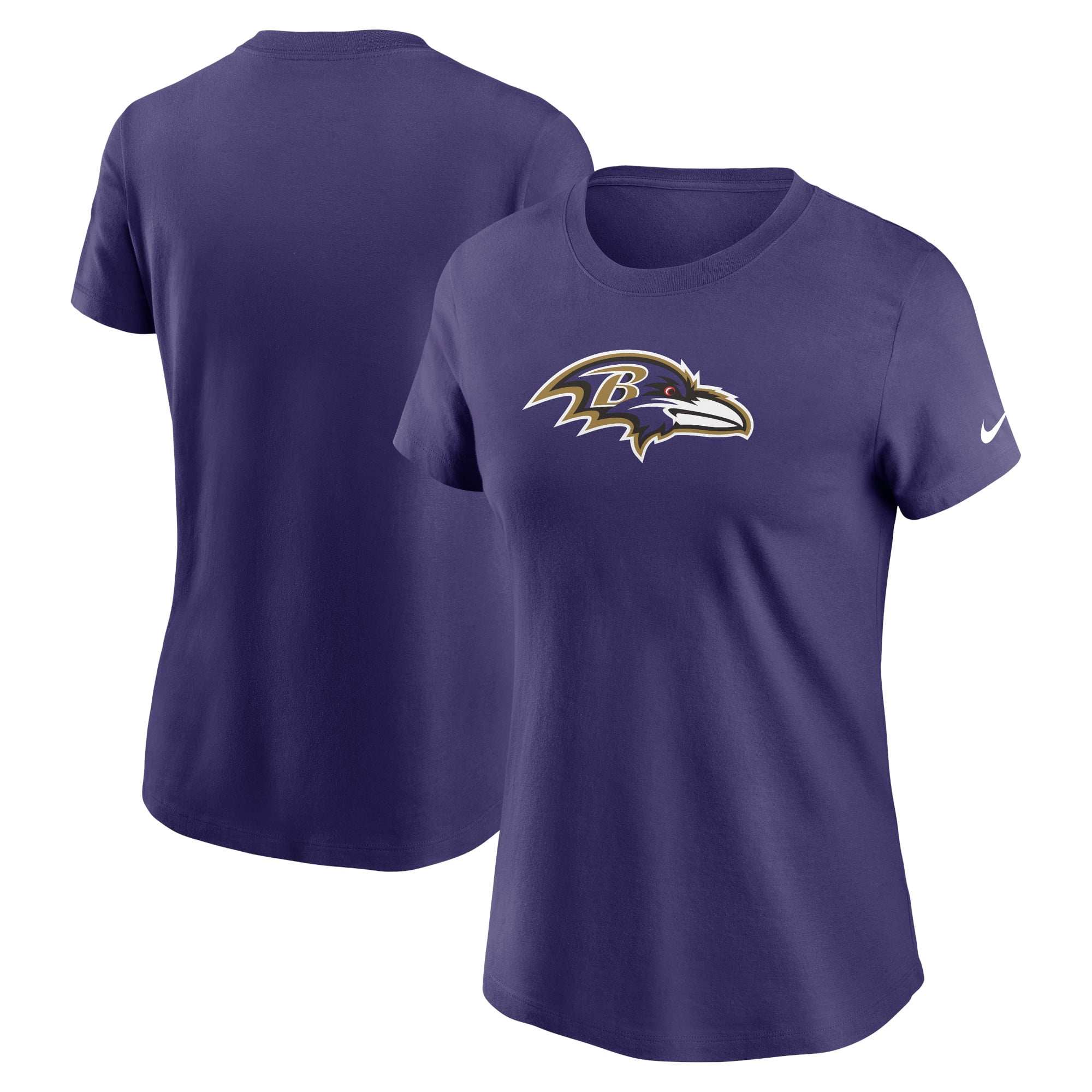 T-shirt Nike violet avec logo principal des Baltimore Ravens pour femme