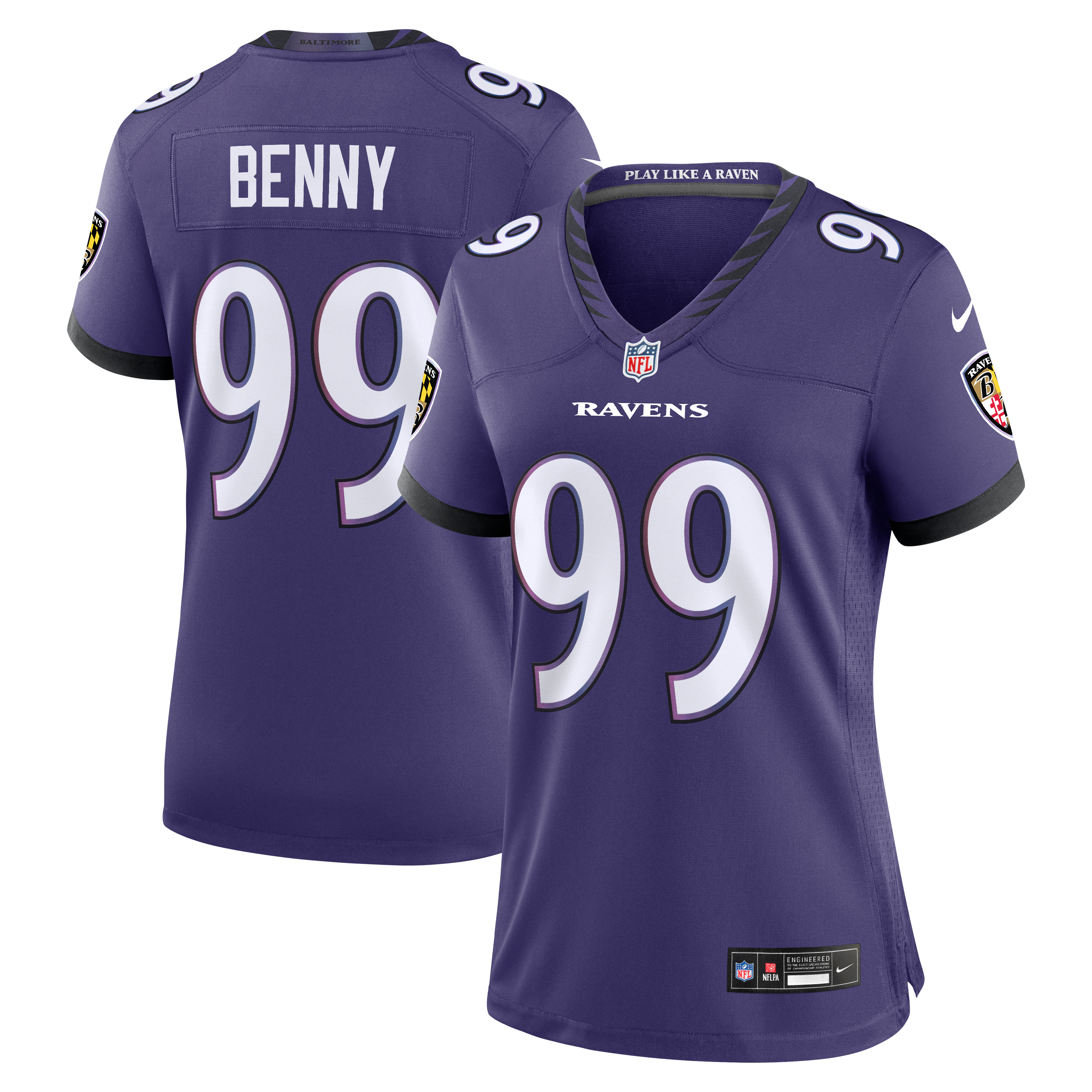 Women's Nike Rayshaun Benny Purple Baltimore Ravens Team Game Jersey